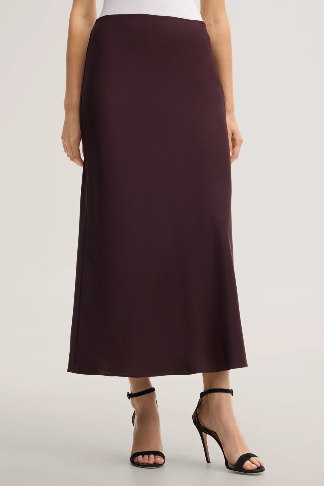 Dark Red Midi Crêpe Skirt