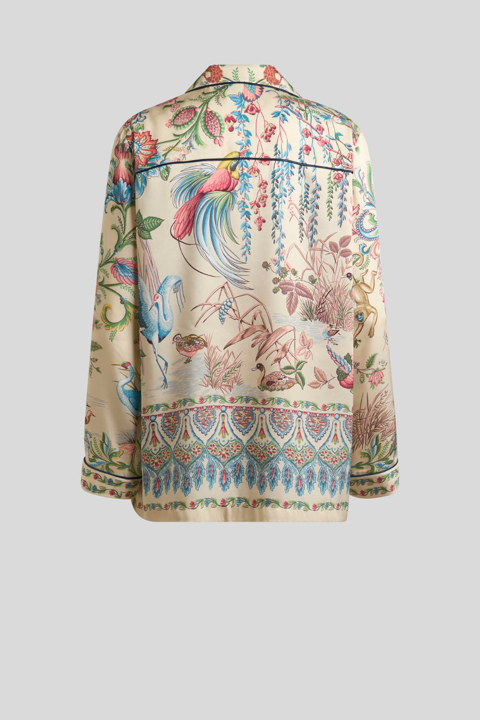 Botanical Print Silk Shirt