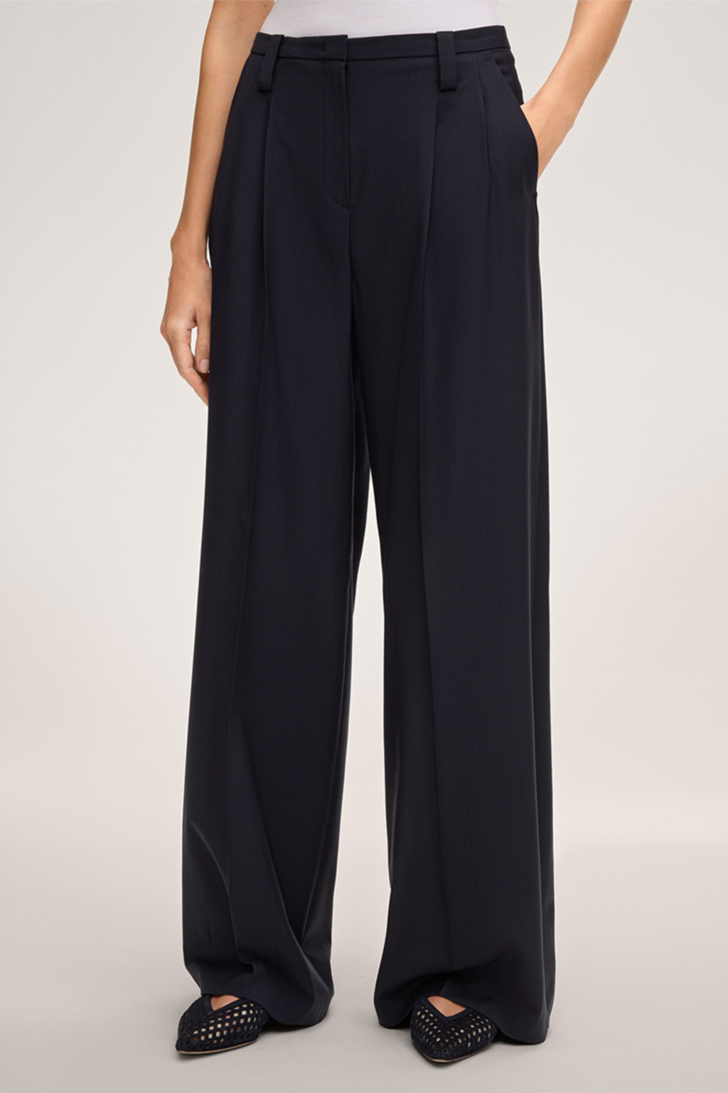Navy virgin wool Palazzo Pants