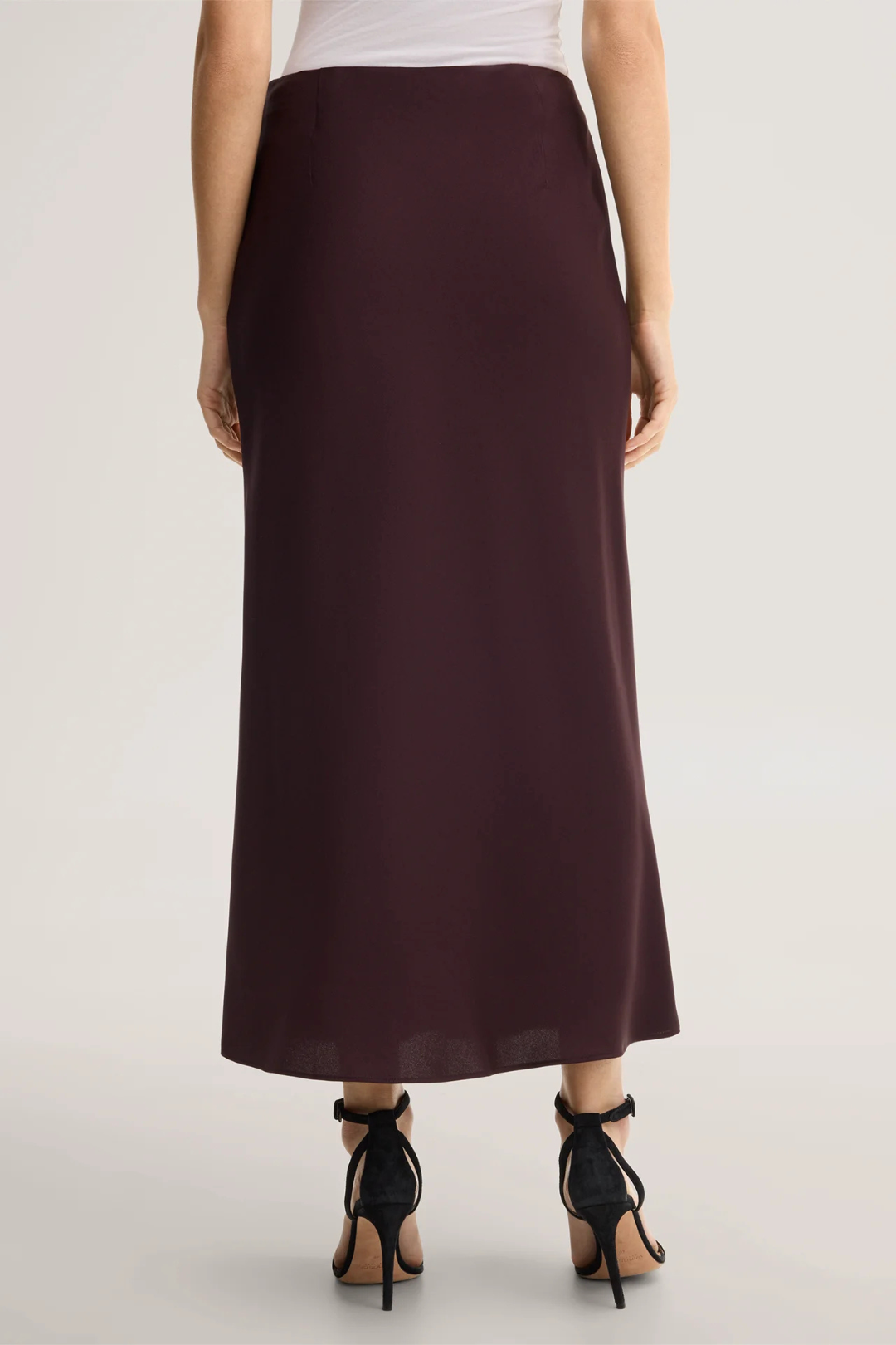 Dark Red Midi Crêpe Skirt
