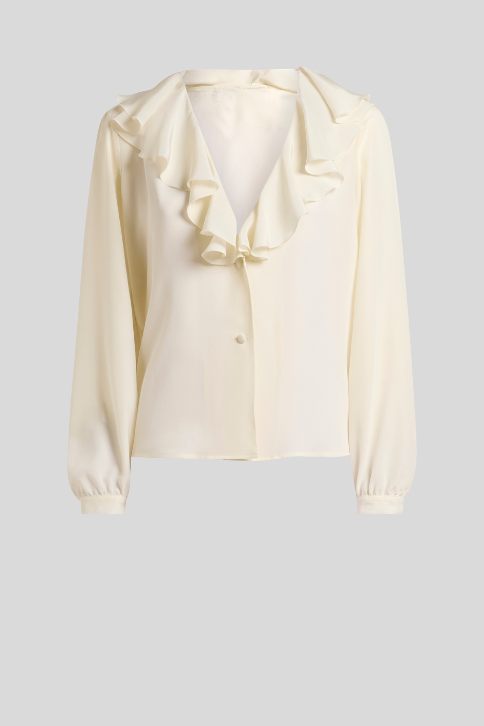 Ruffle Front Long Sleeve Blouse