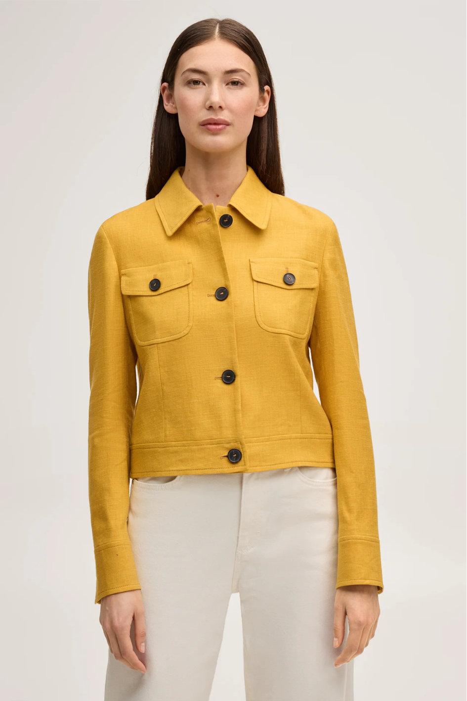 Yellow Stretch linen Blazer Jacket