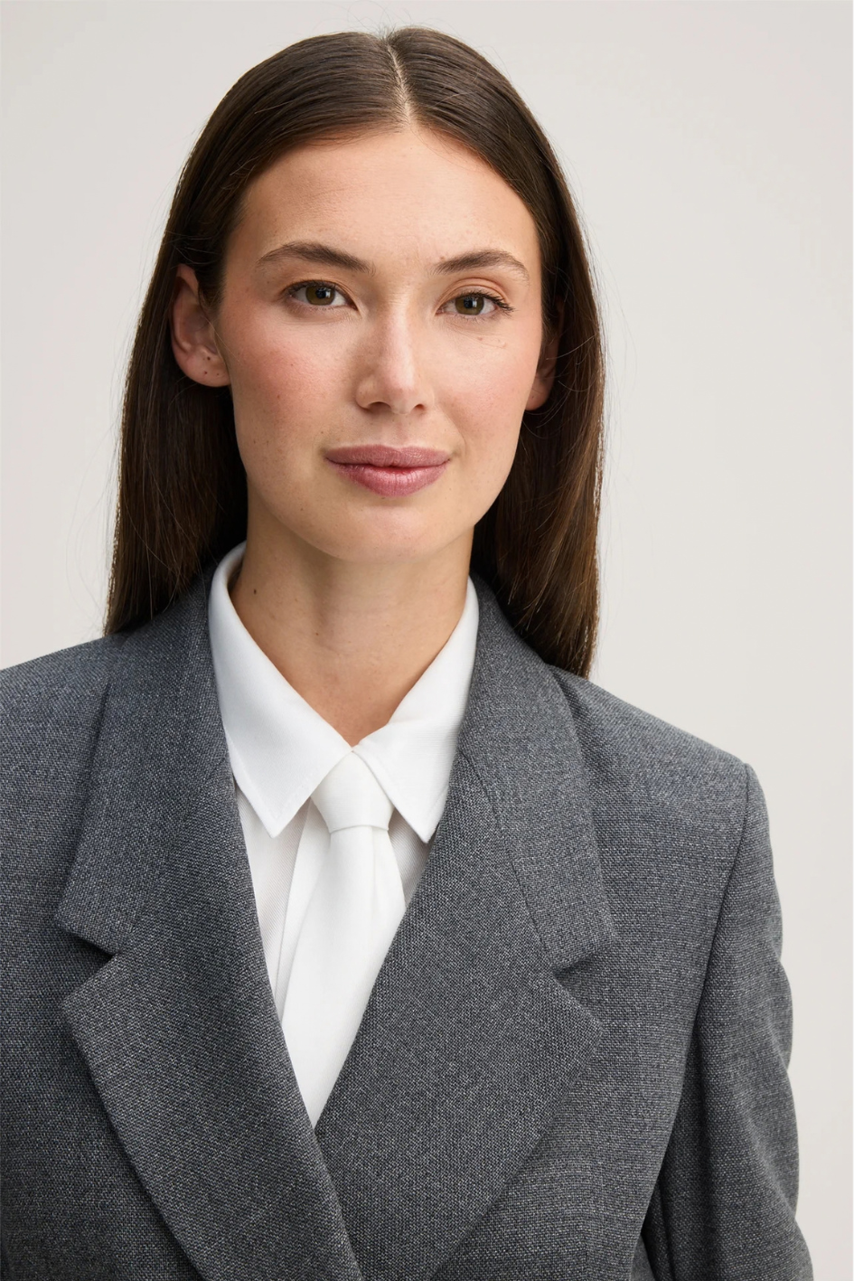 Virgin Wool Blazer with Mouliné Texture and Belt in Dark Grey