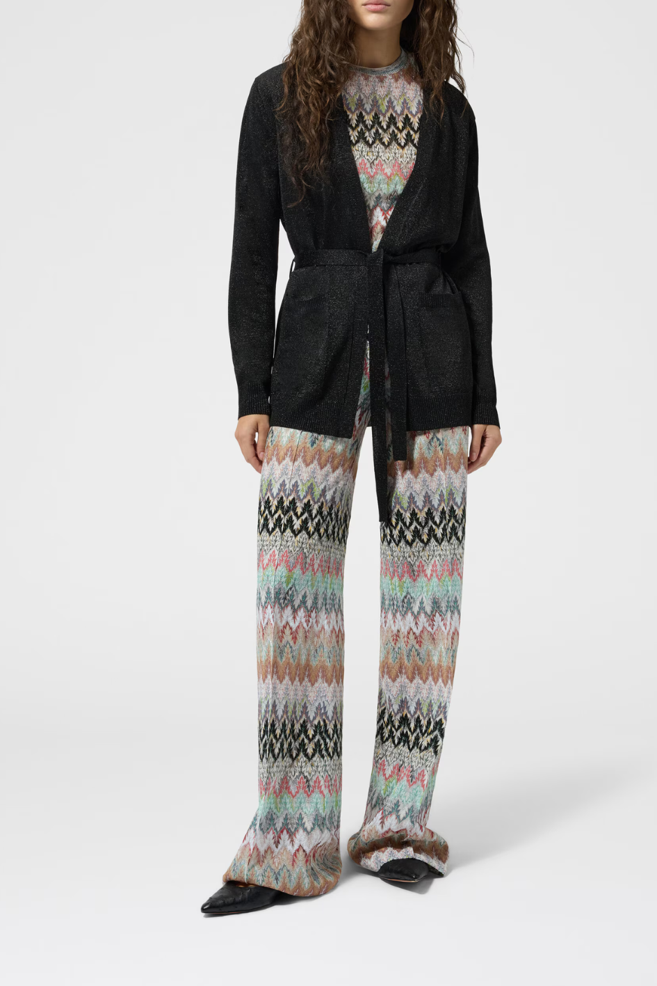Lamé Cardigan with Belt