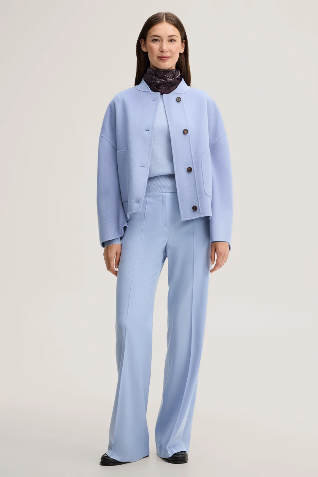 Light Blue Double-Faced Virgin Wool Blouson Jacket