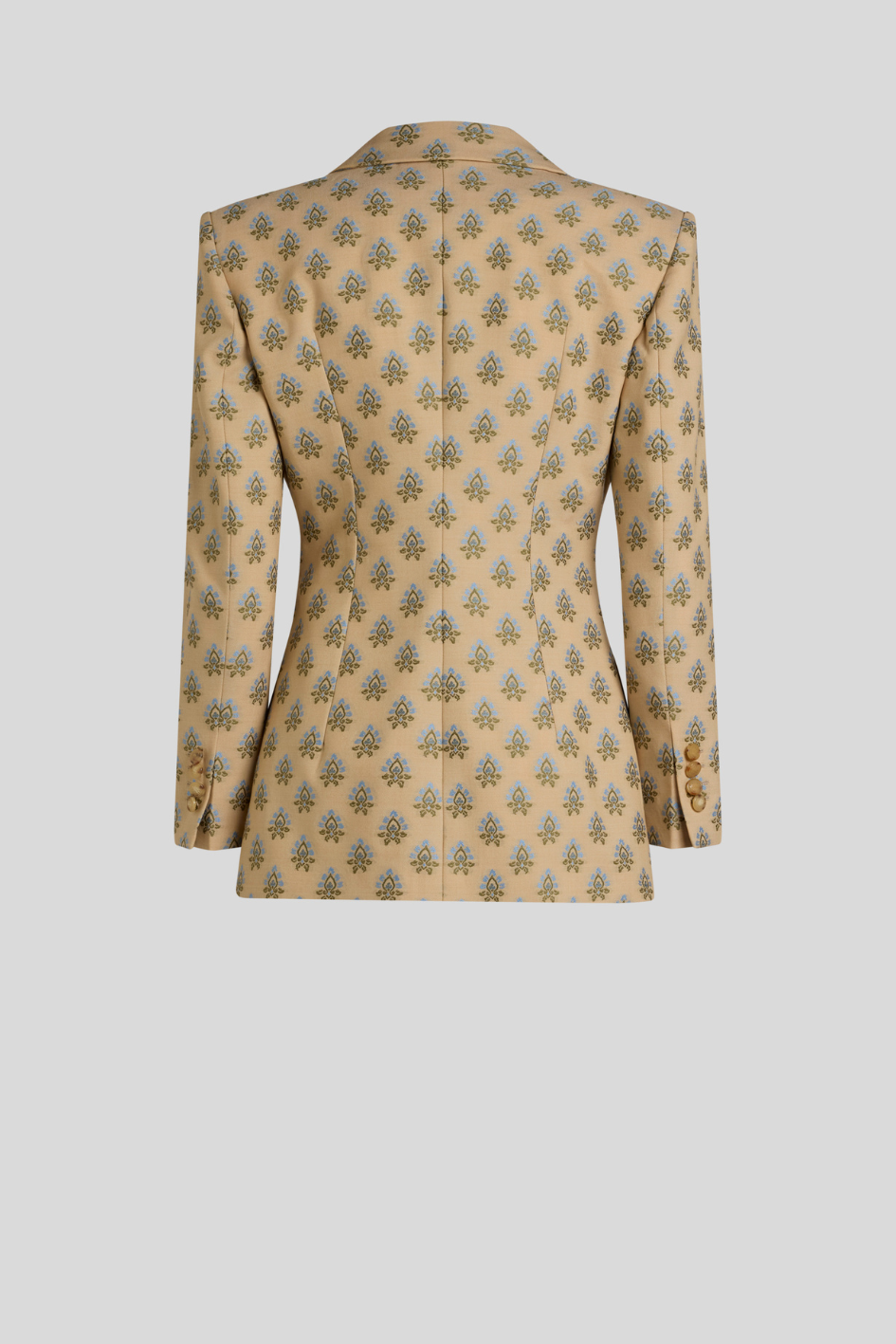 Beige Blazer with Blue Print