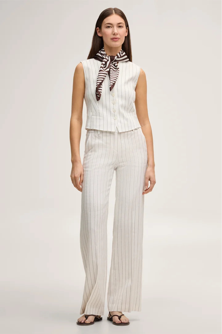Pinstriped linen-blend Marlene Suit Pants