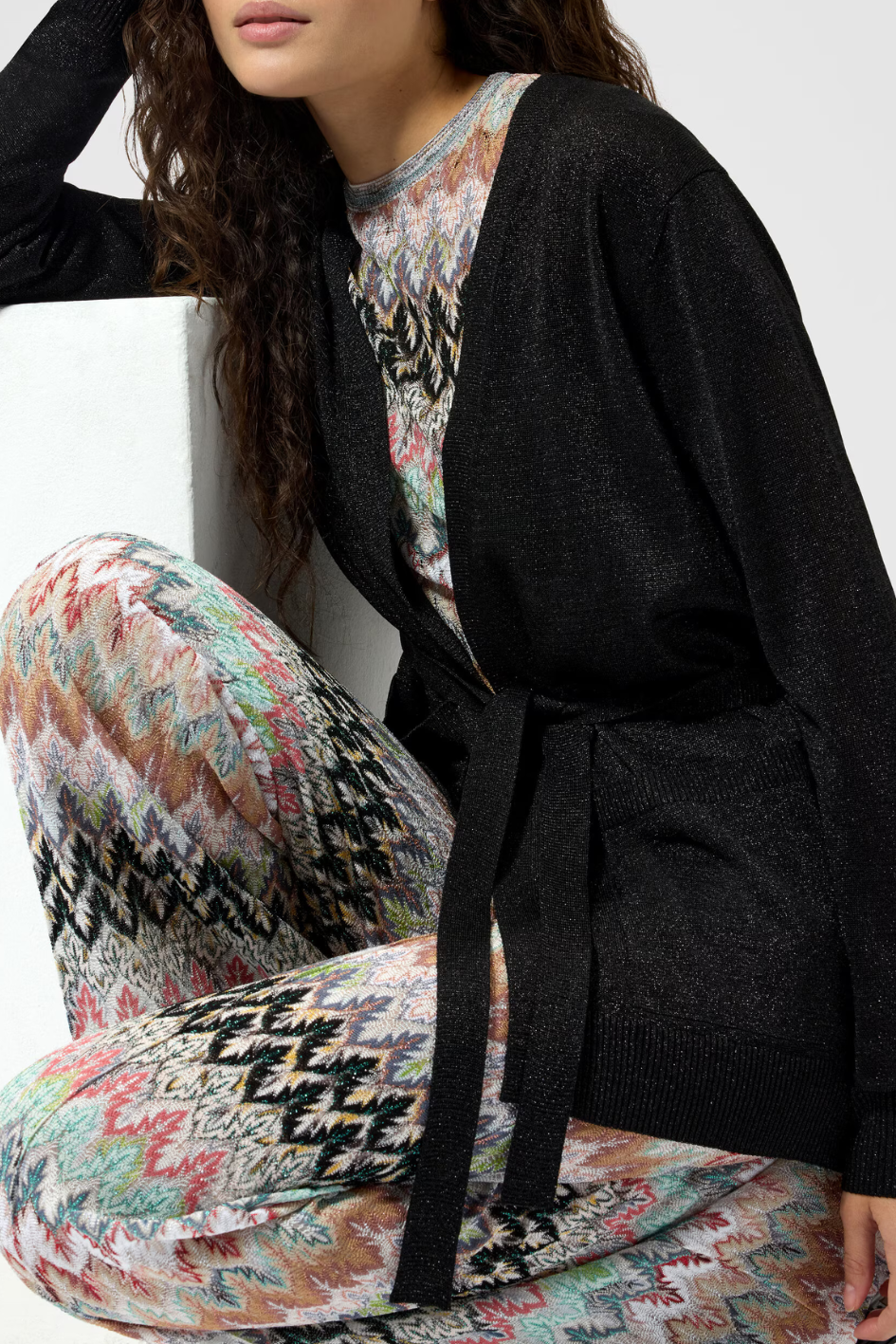 Lamé Cardigan with Belt