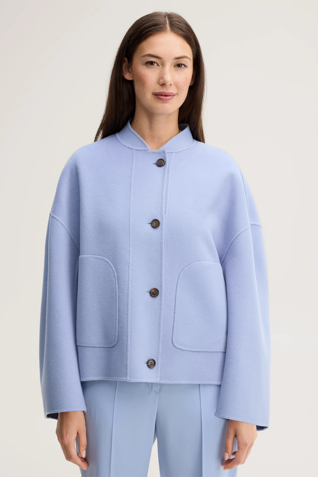 Light Blue Double-Faced Virgin Wool Blouson Jacket