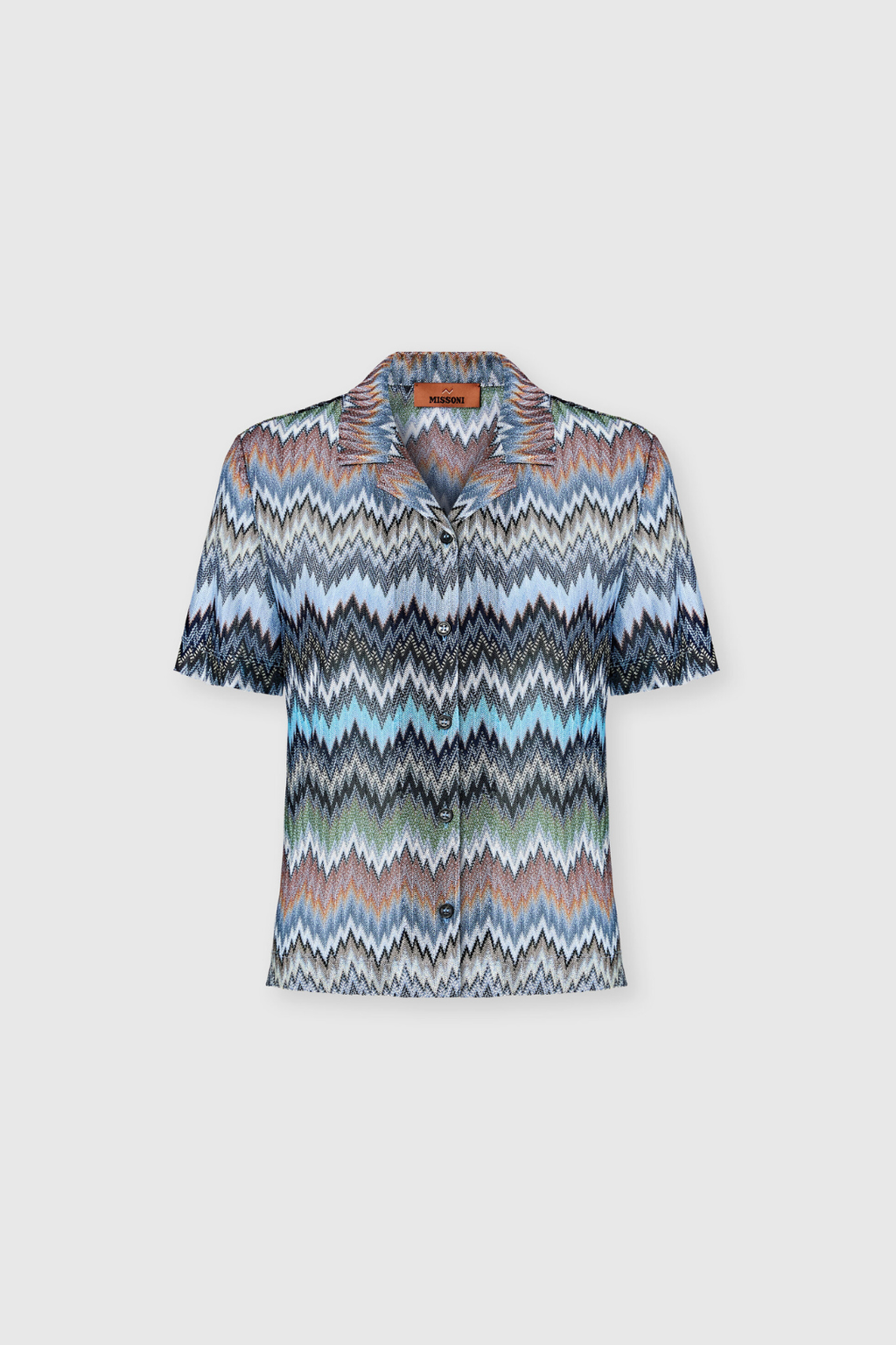 Viscose Bowling Shirt with Herringbone and Snake Motif
