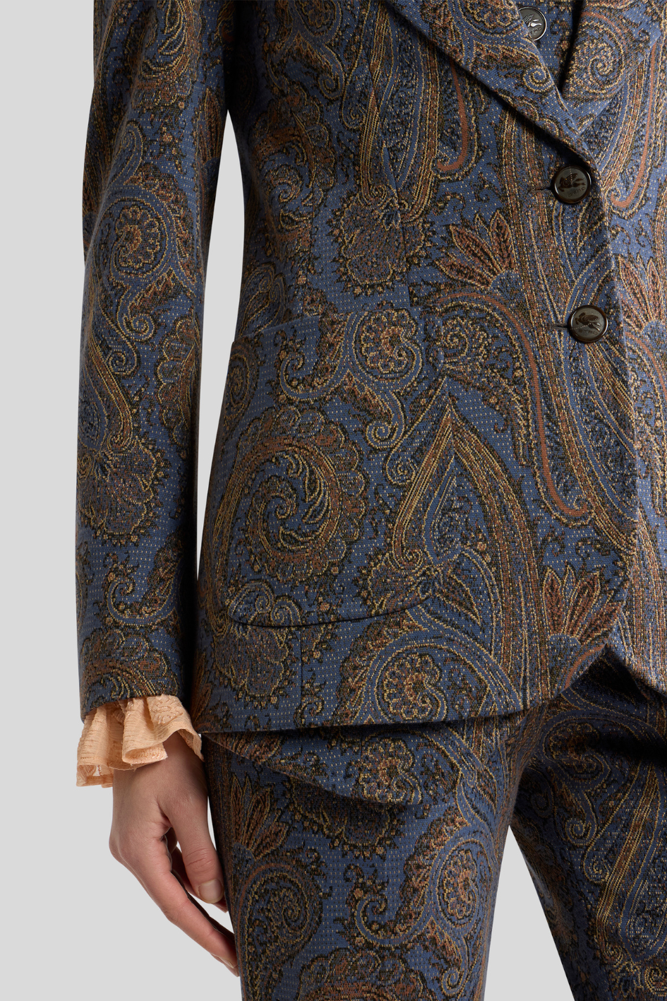 Blue Paisley Jacquard Tailored Blazer