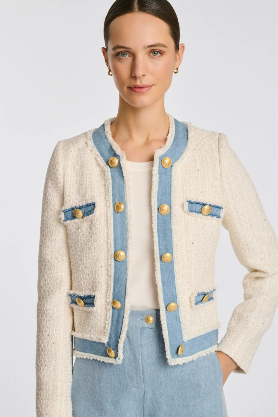 Tweed and denim jacket