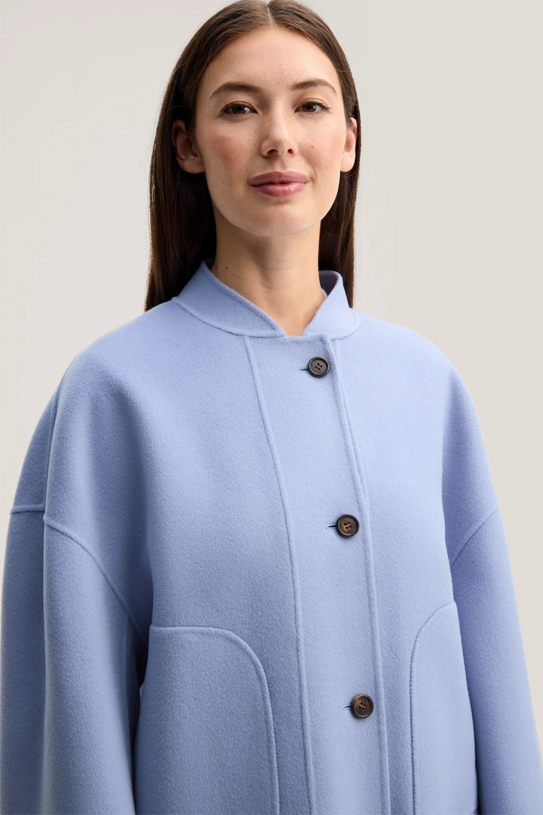 Light Blue Double-Faced Virgin Wool Blouson Jacket
