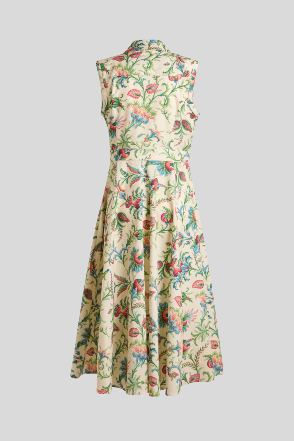 Floral Print Sleeveless Midi Dress with Belt