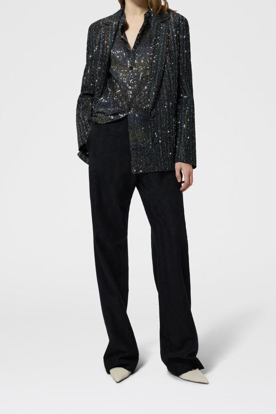 Blazer made of Striped Lamé Knit
