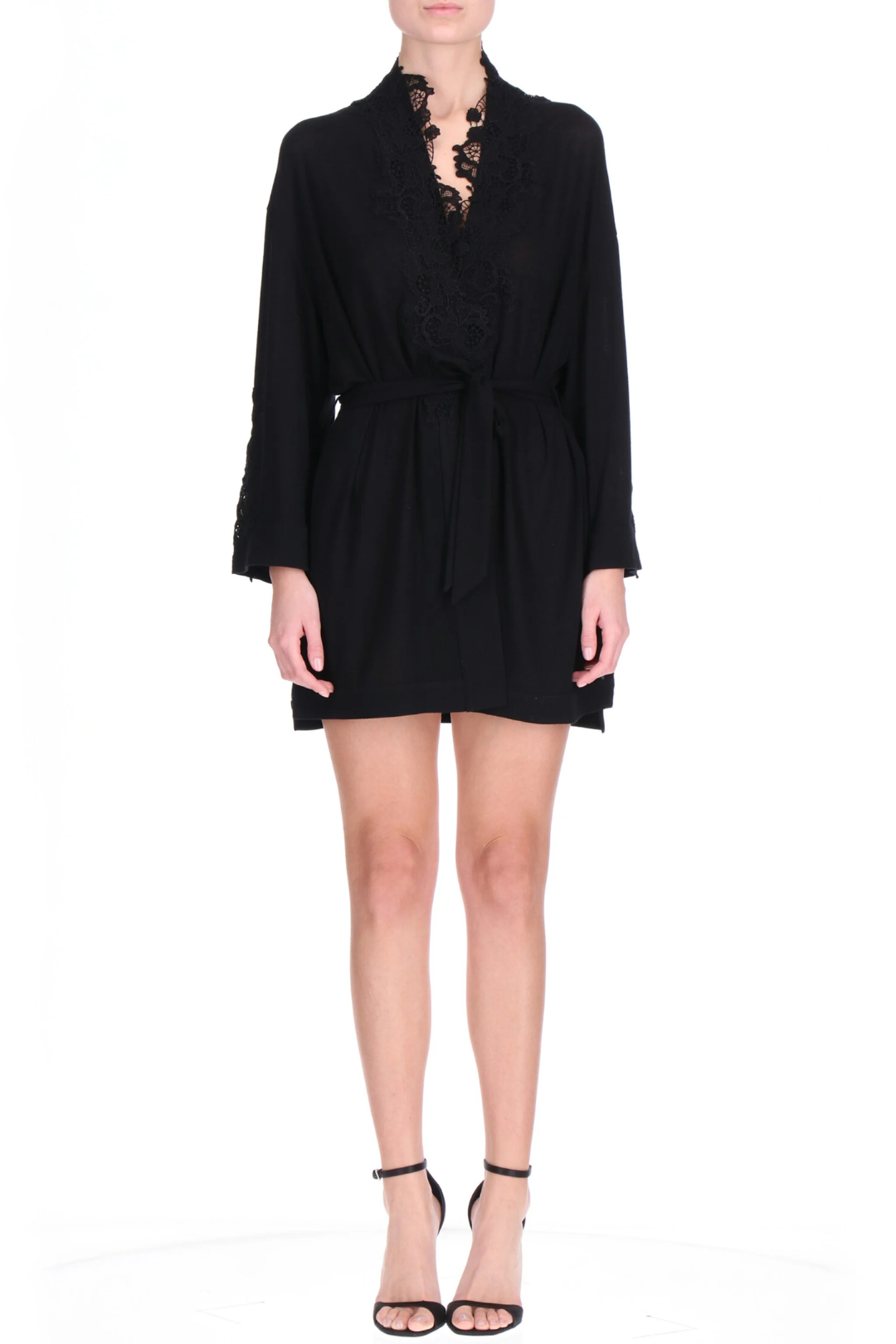 Lace Trim Kimono Robe