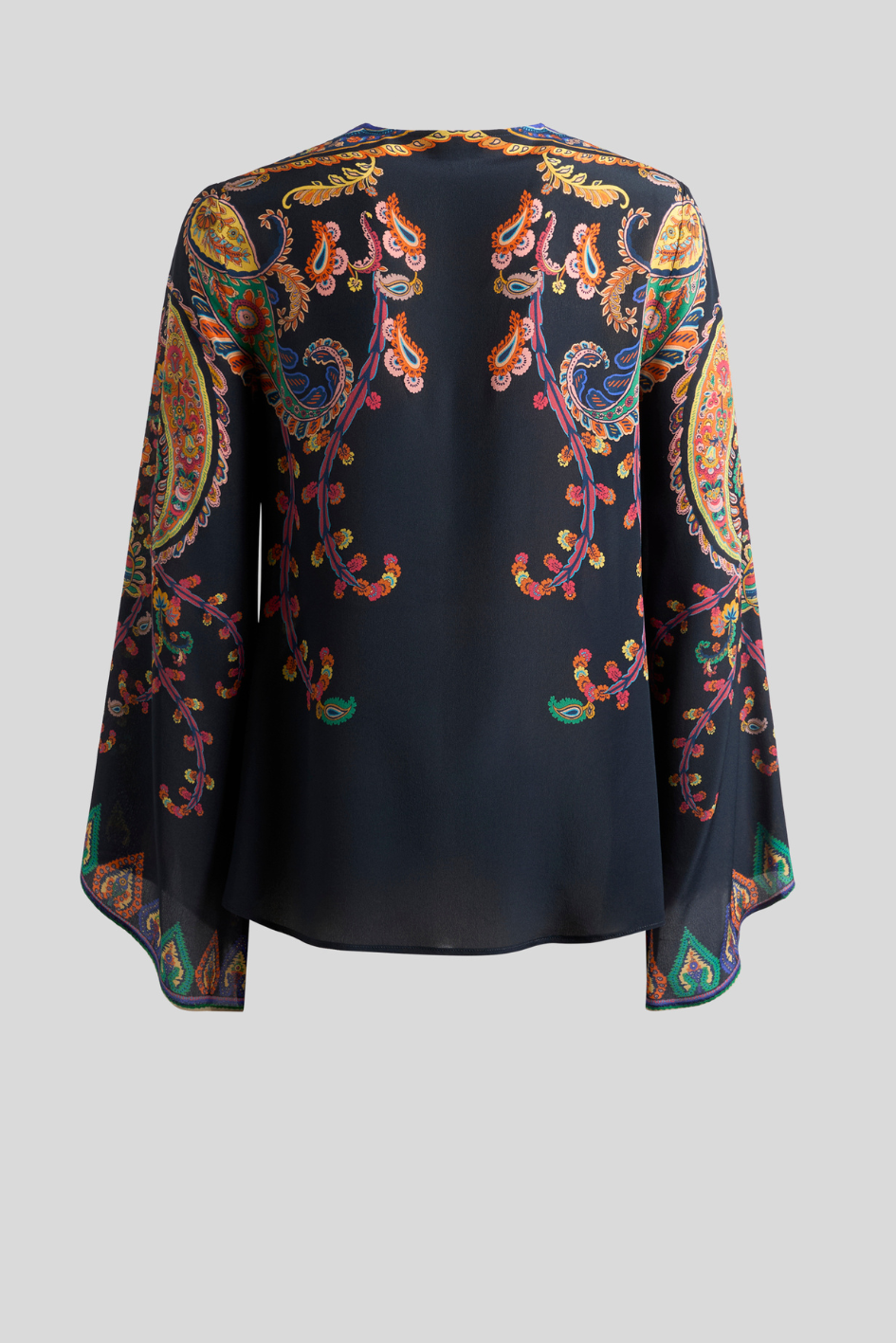 Printed Long Sleeve Blouse with Flared Cuffs