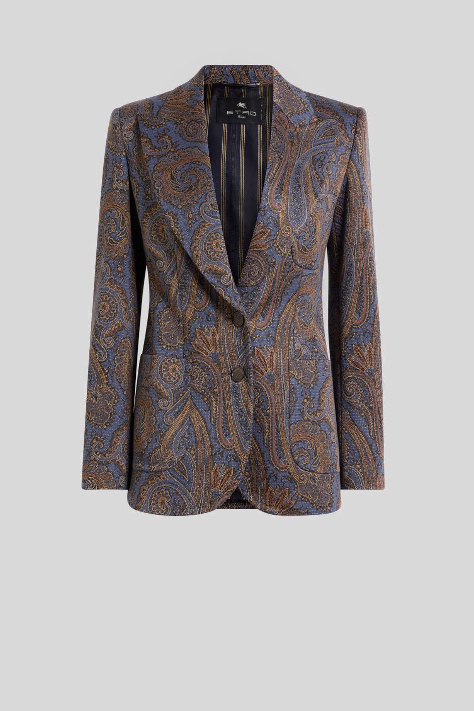 Blue Paisley Jacquard Tailored Blazer