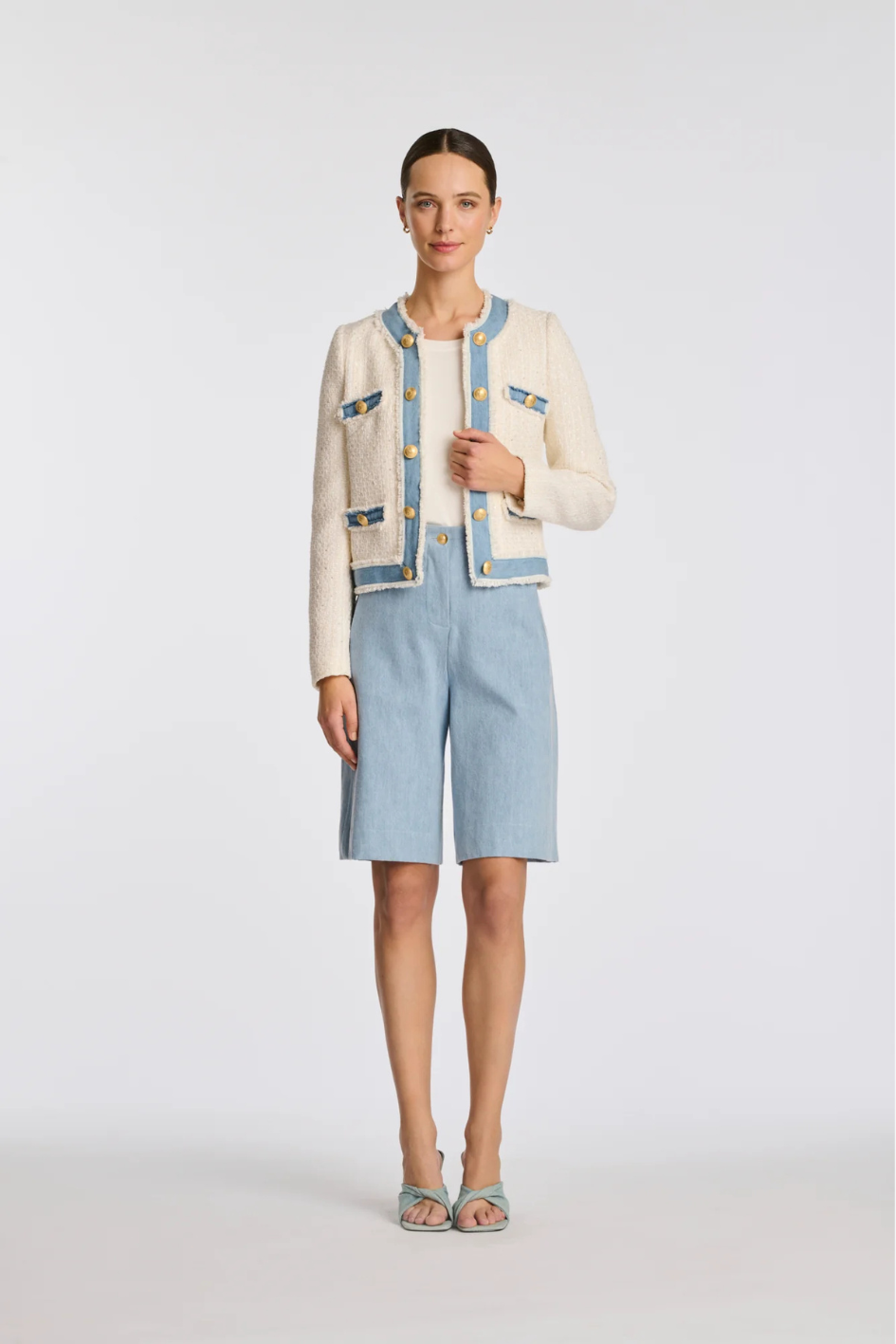 Tweed and denim jacket