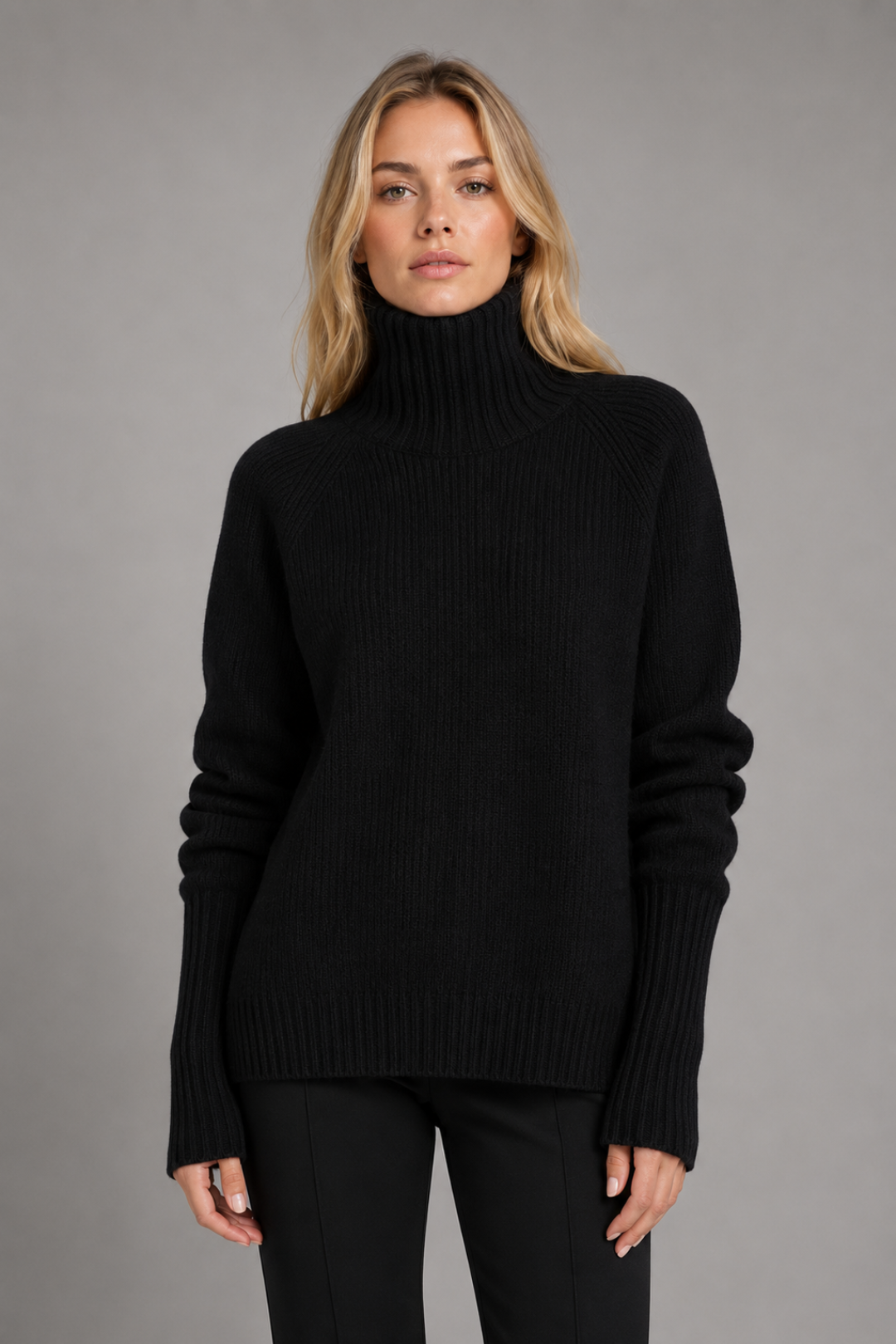 Oversized Ribbed Turtleneck Sweater