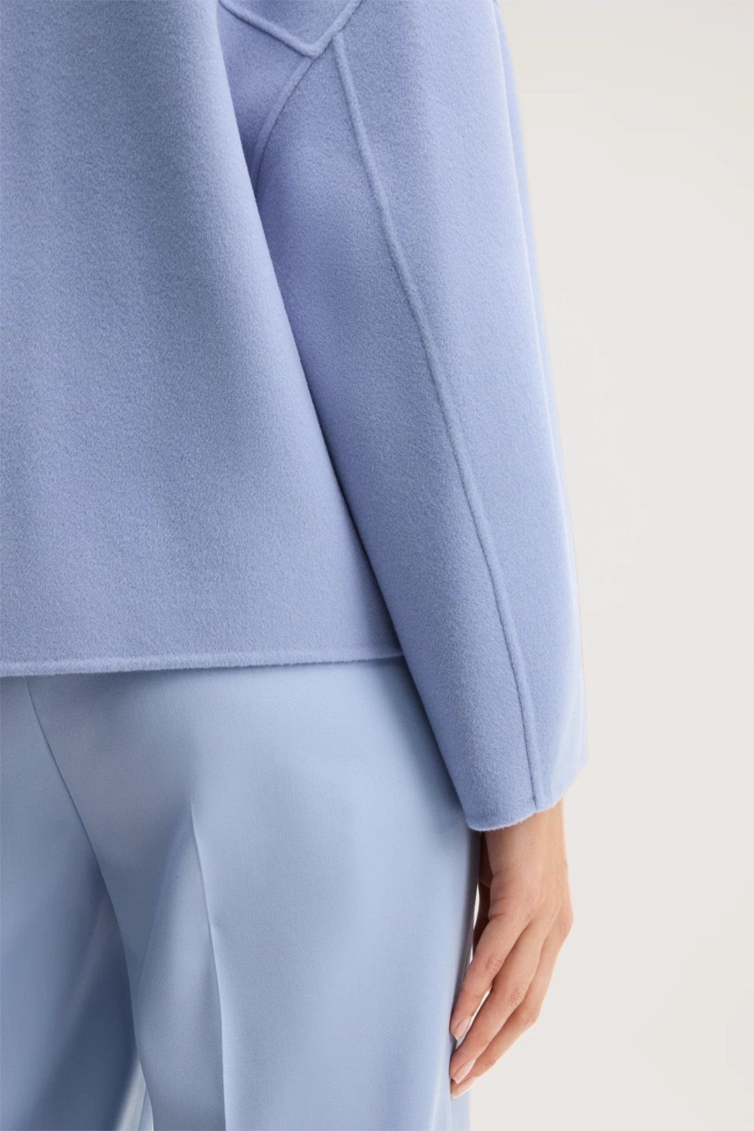 Light Blue Double-Faced Virgin Wool Blouson Jacket