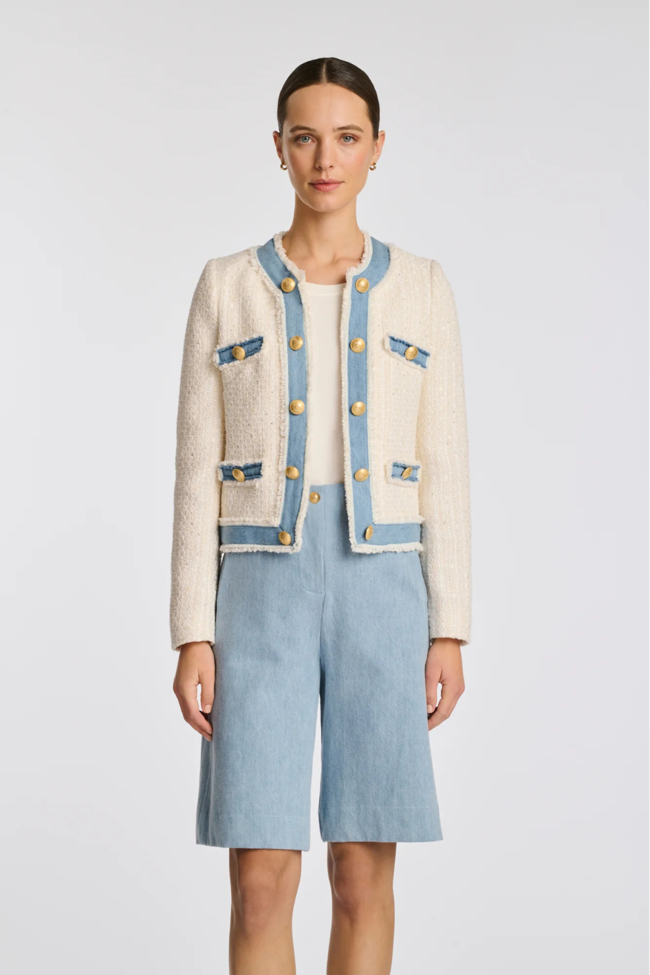 Tweed and denim jacket