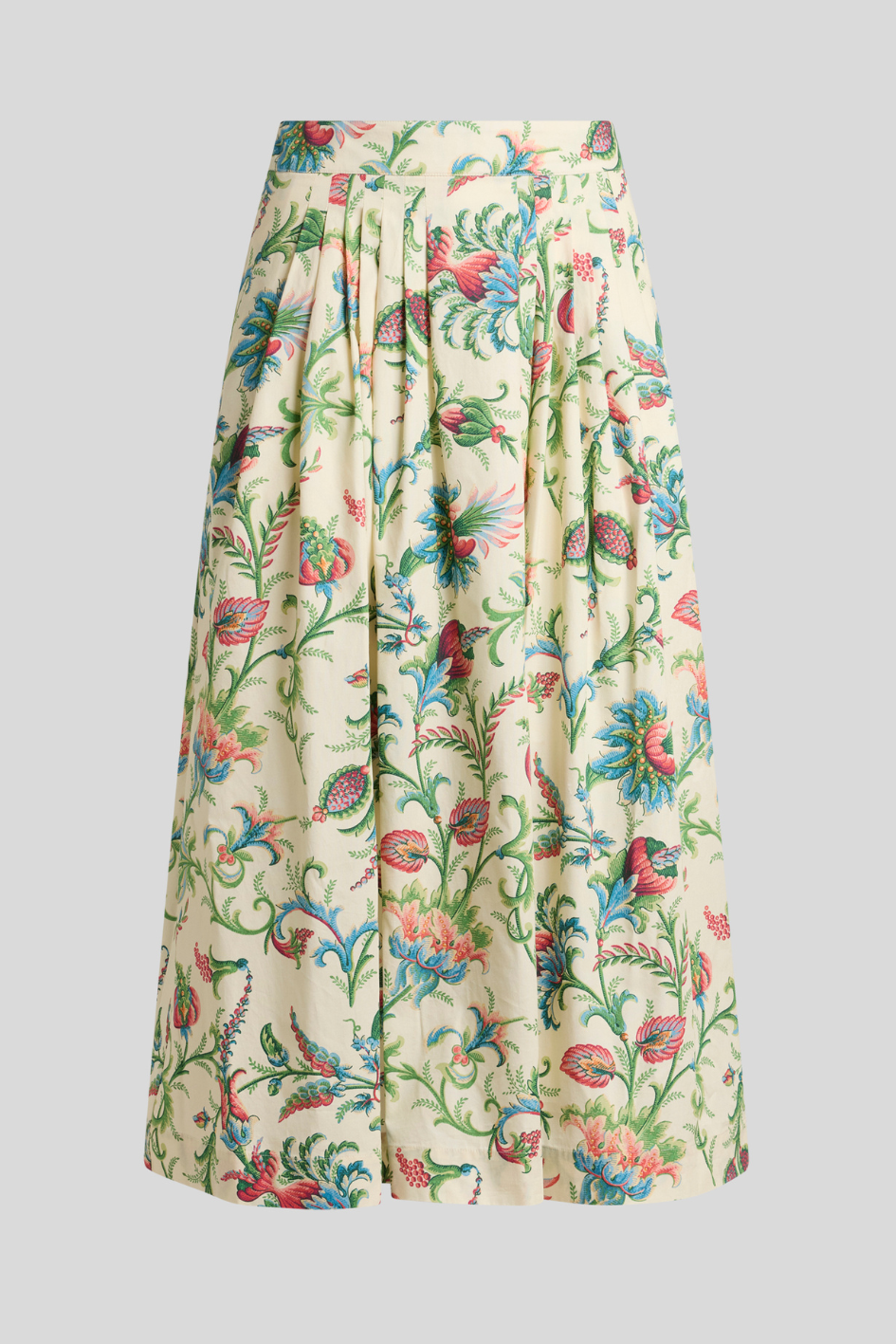Floral Print Midi Skirt with Pleated Waist