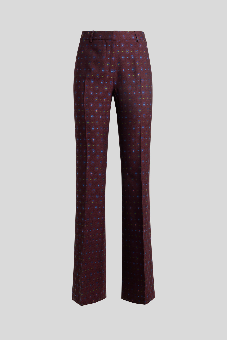 Burgundy Floral Jacquard Tailored Trousers