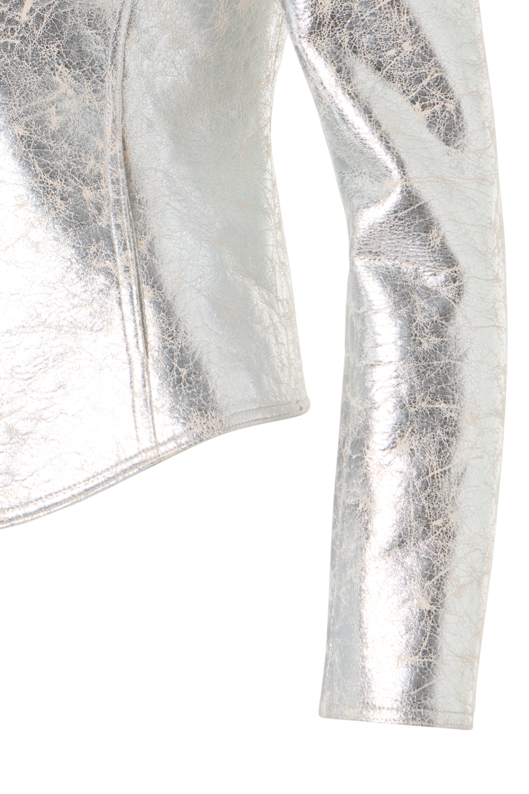 Fitted Aluminum Jersey Motorbike Jacket with Asymmetrical Zip