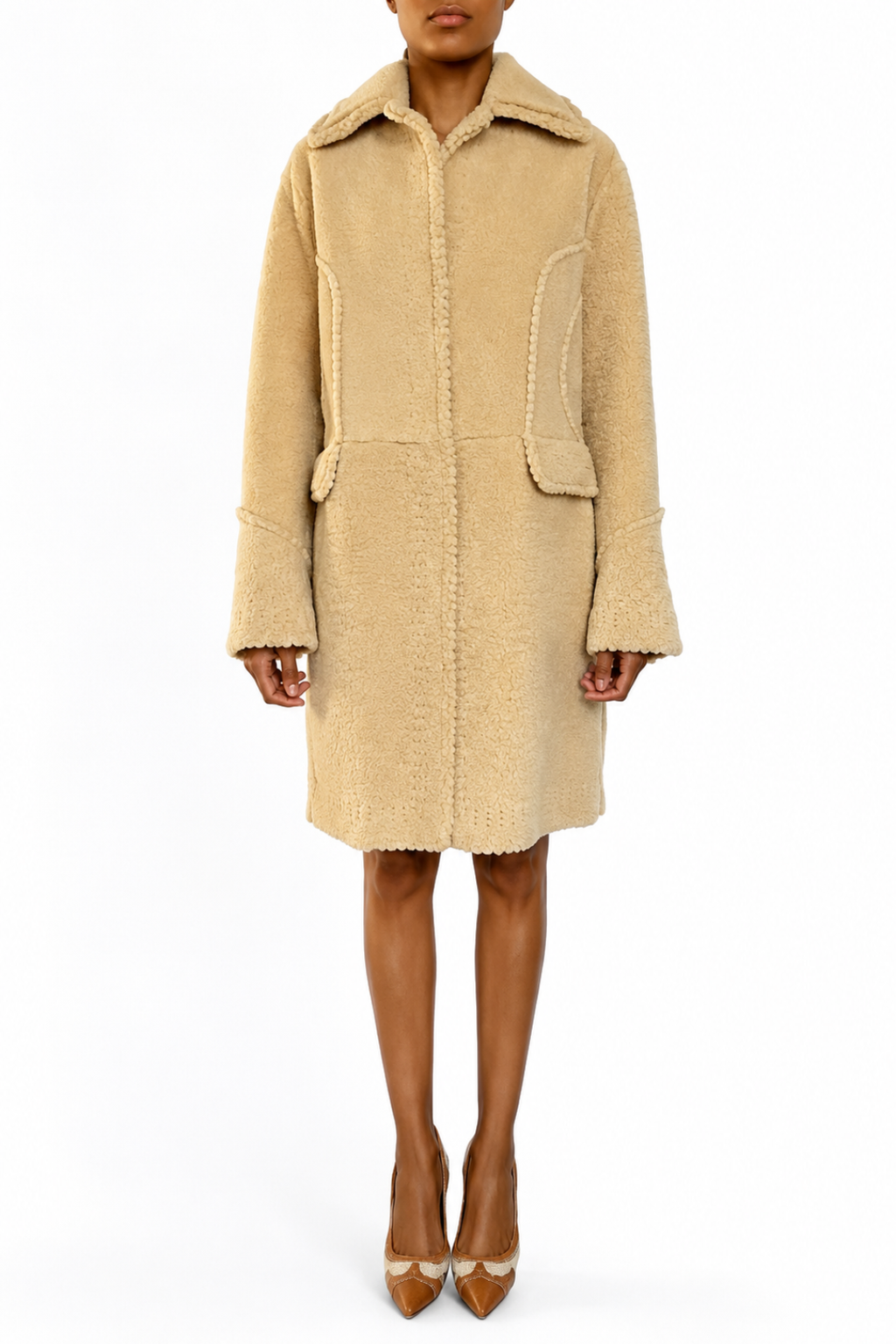 Shearling Coat with Oversized Collar