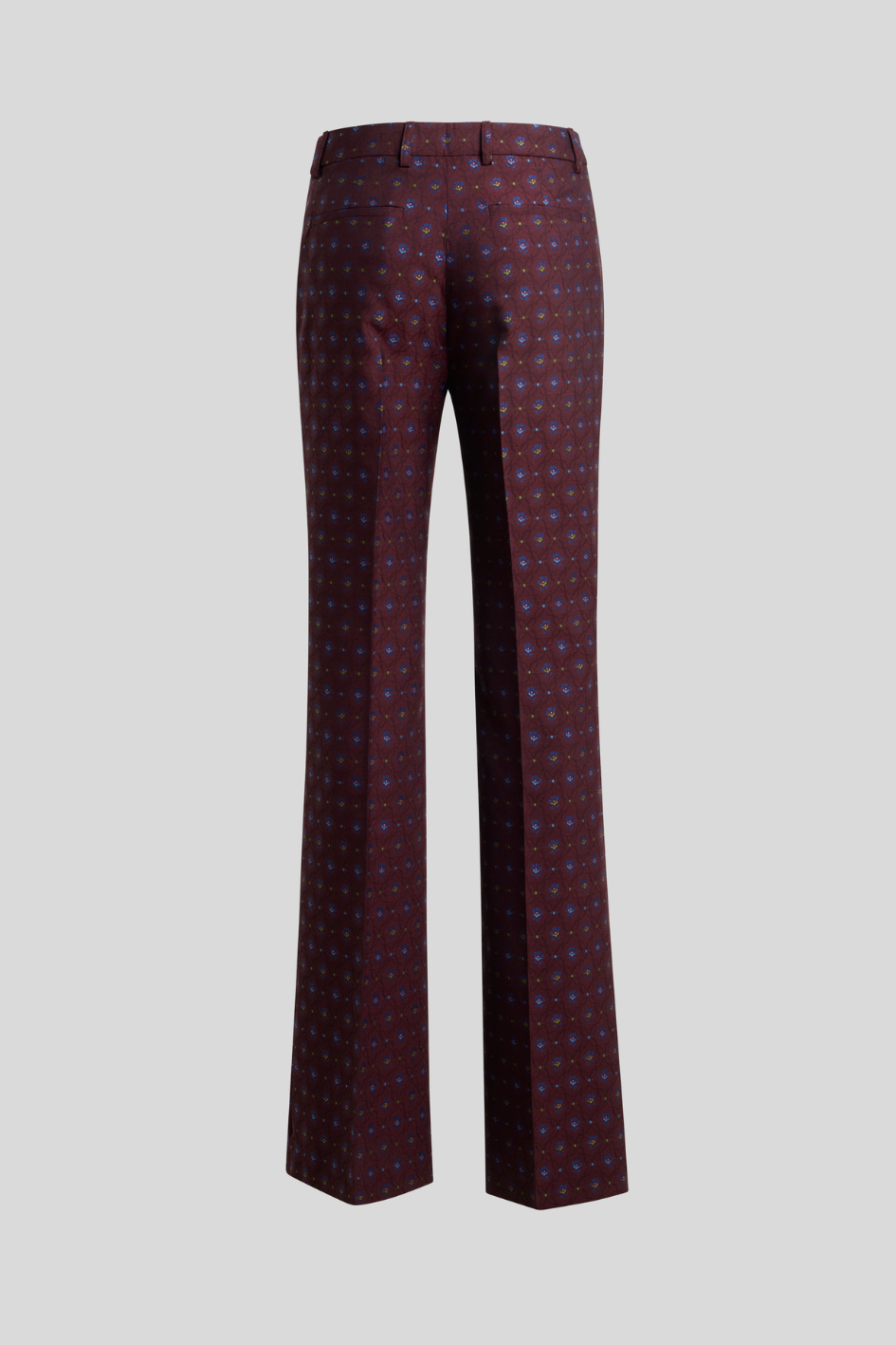 Burgundy Floral Jacquard Tailored Trousers