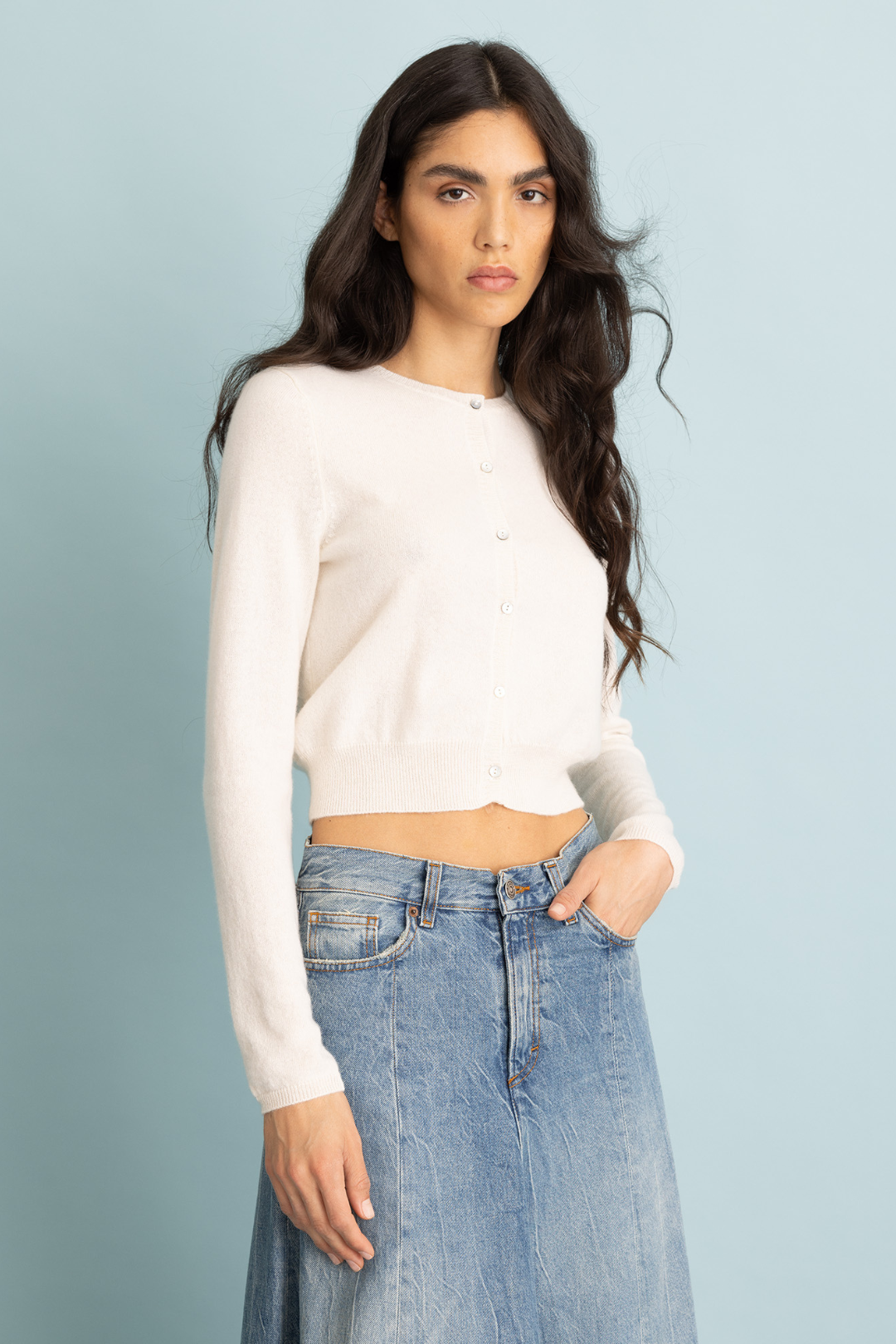 Classic Knit Cardigan in Off-White