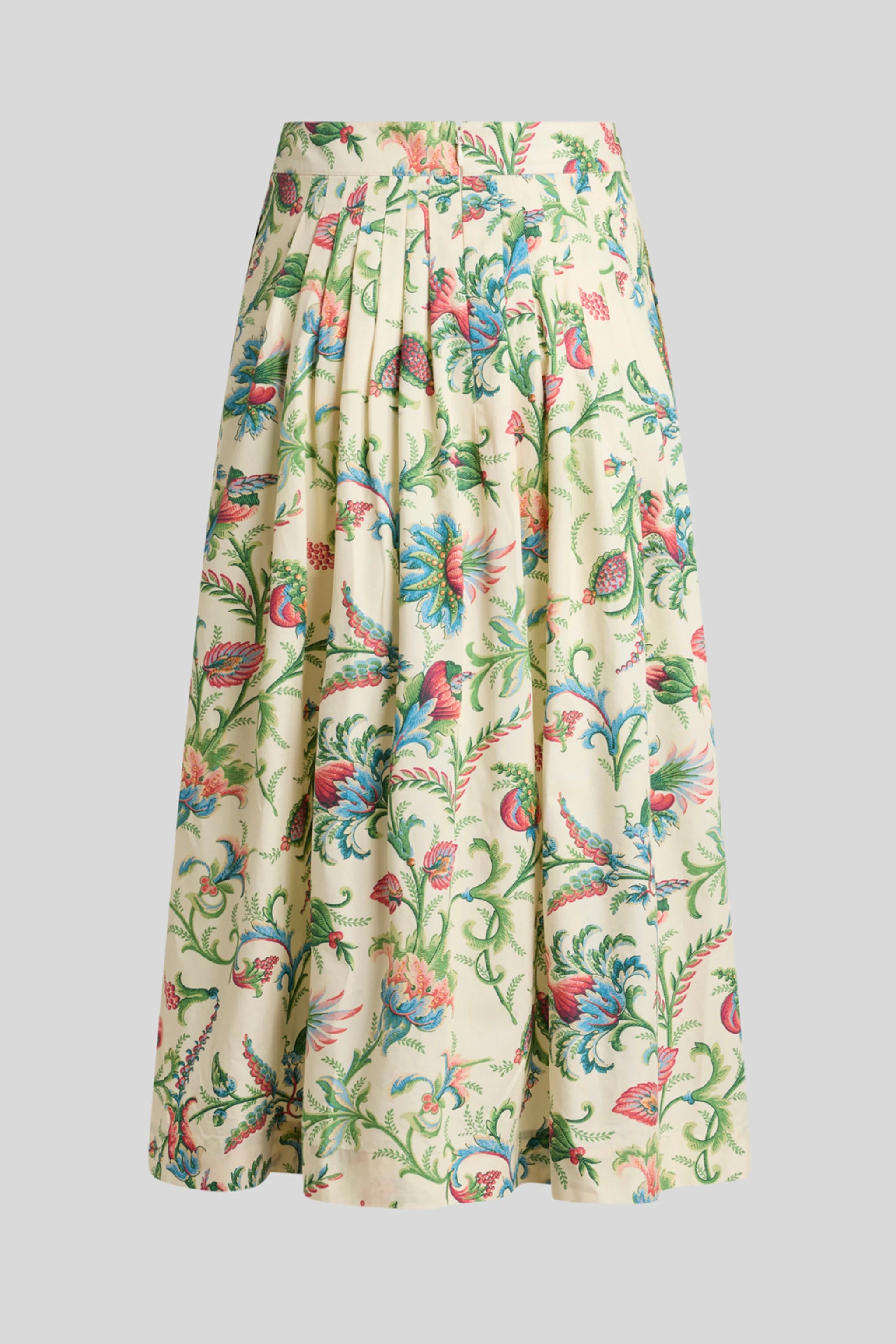Floral Print Midi Skirt with Pleated Waist