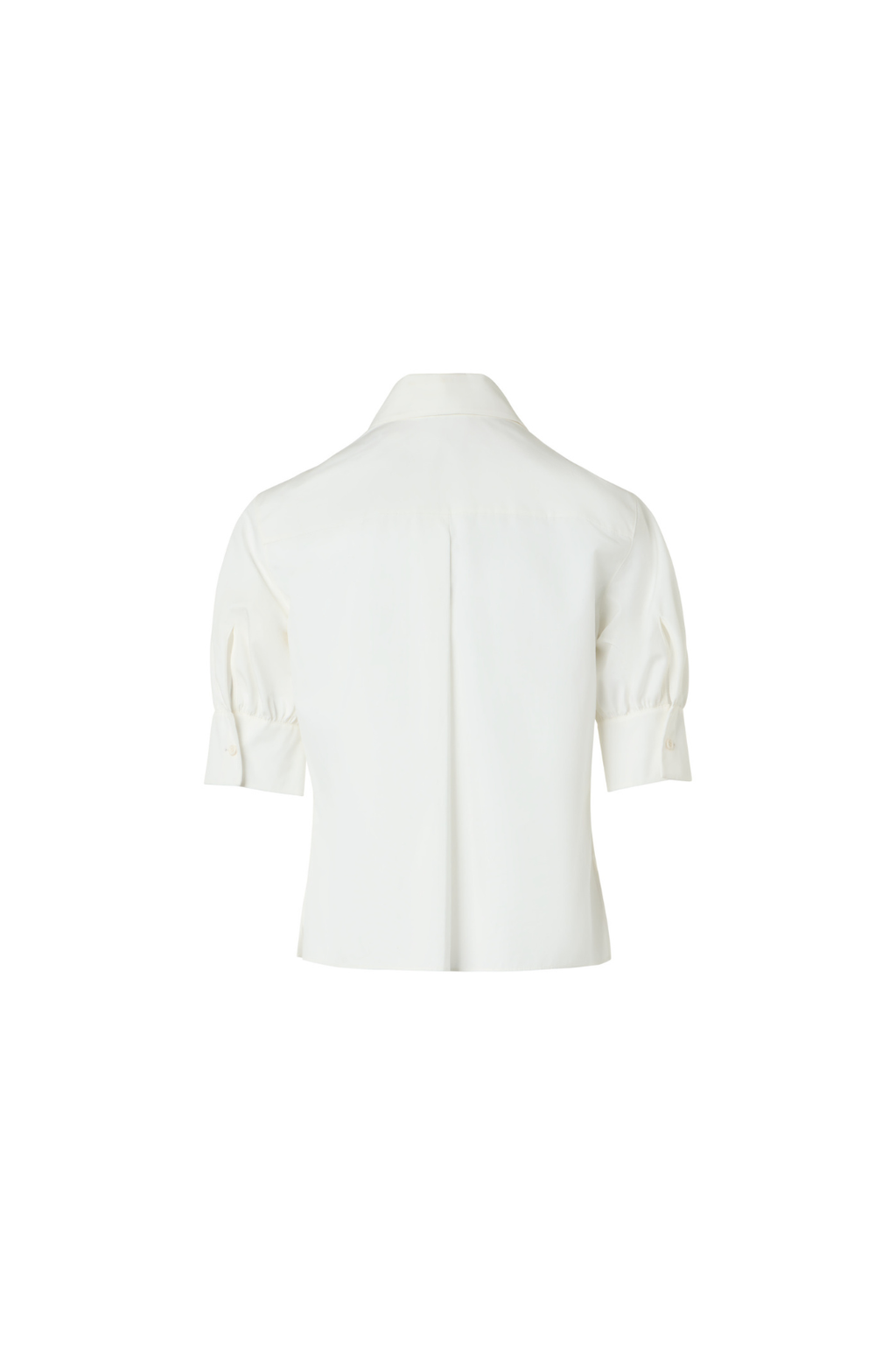 Cotton Poplin Blouse with Kent Collar and Puff Sleeves
