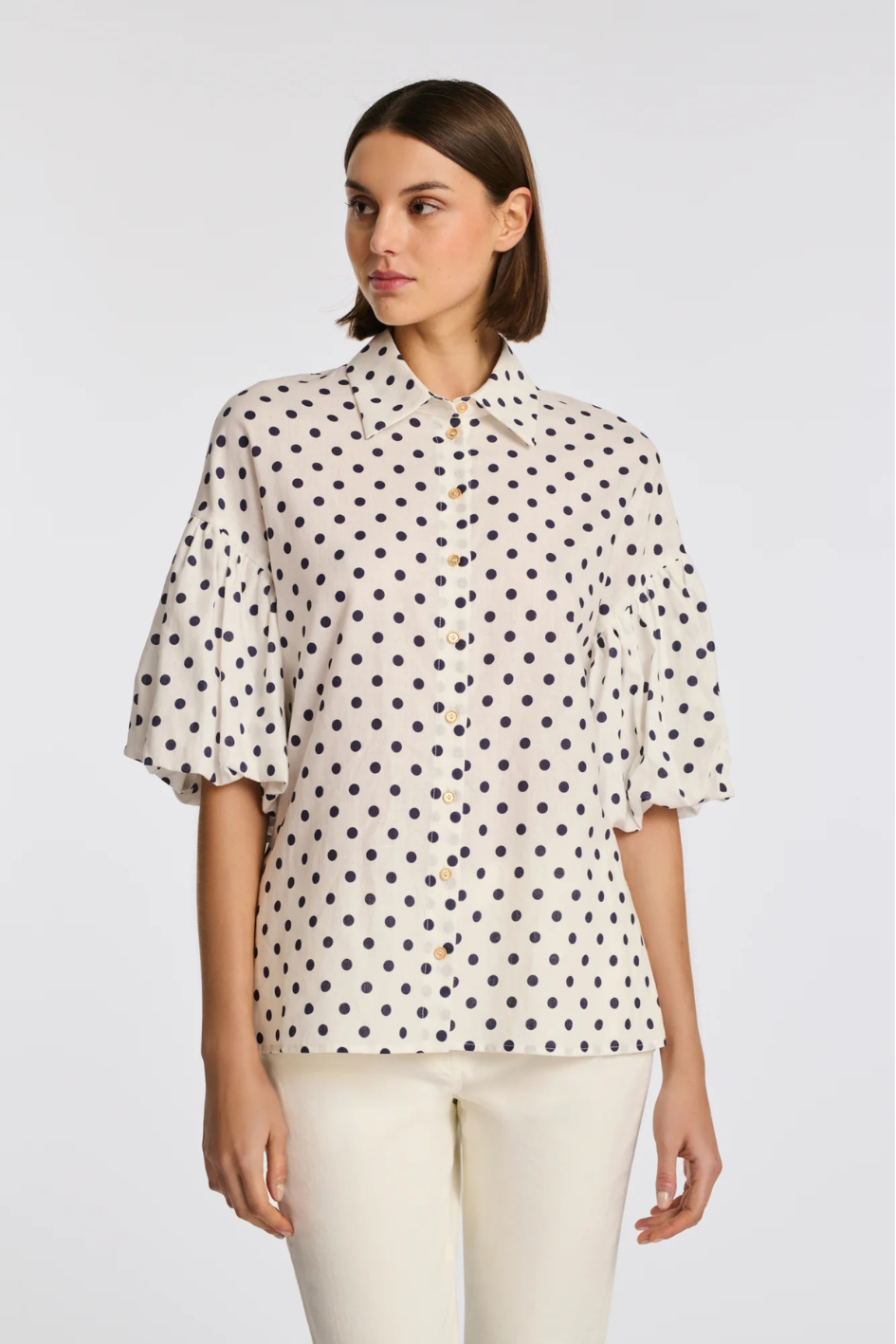 Polka-dot linen shirt