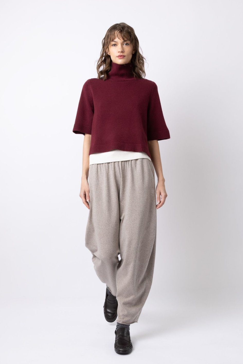 Cashmere Short Sleeve Turtleneck Sweater