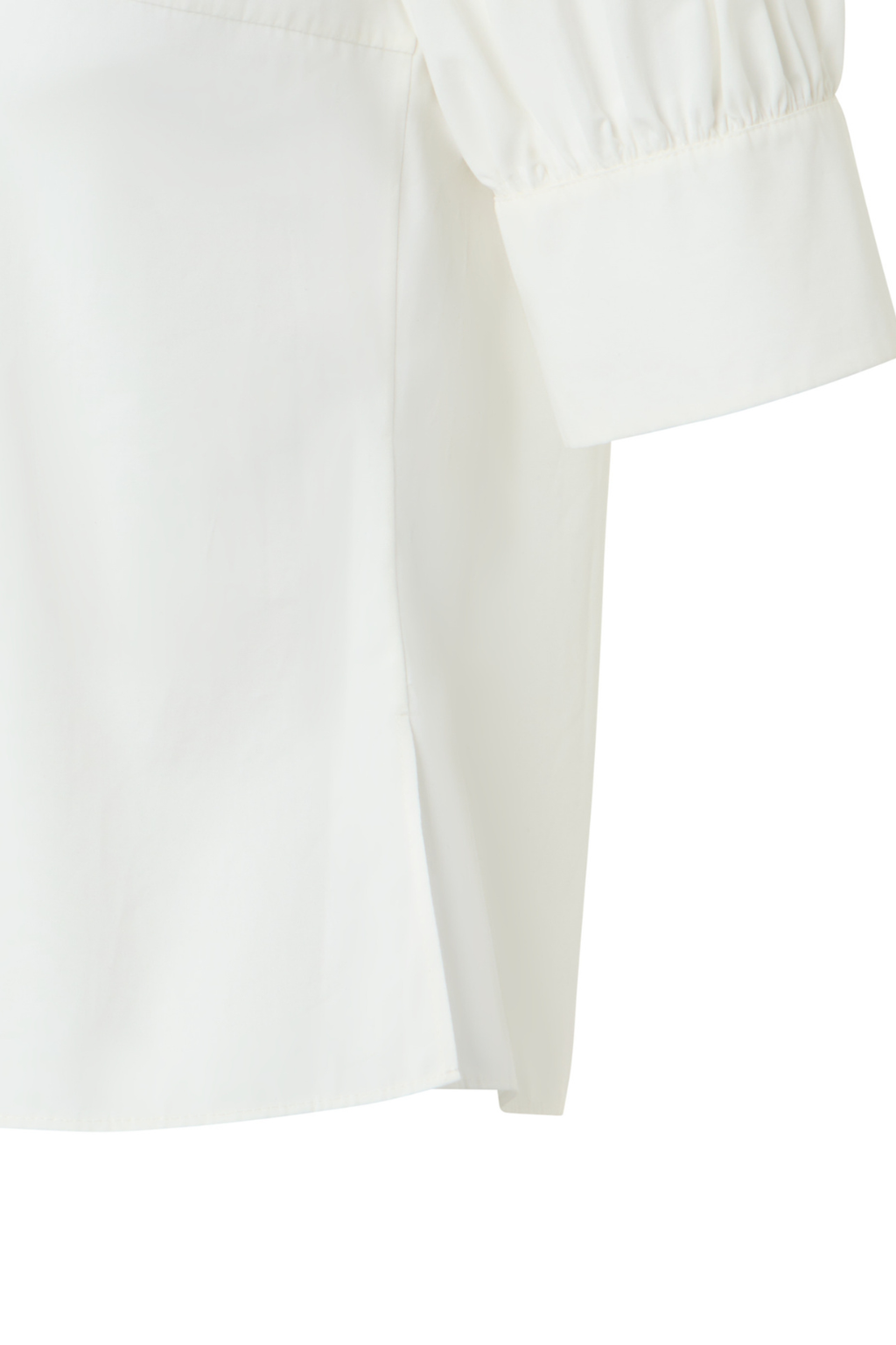 Cotton Poplin Blouse with Kent Collar and Puff Sleeves