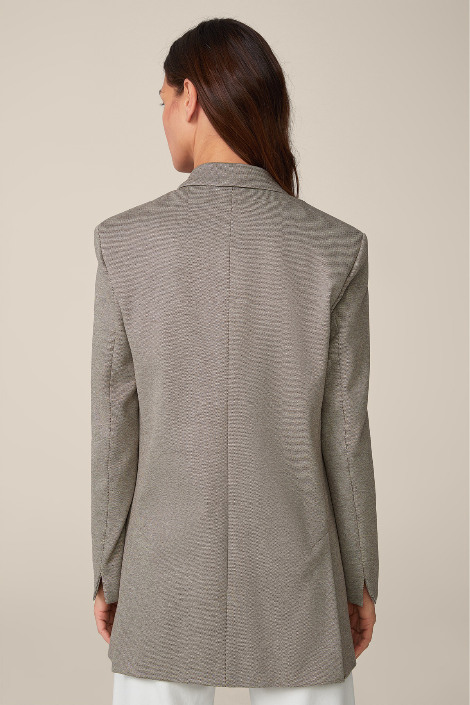 Double-Breasted Long Blazer in Jersey