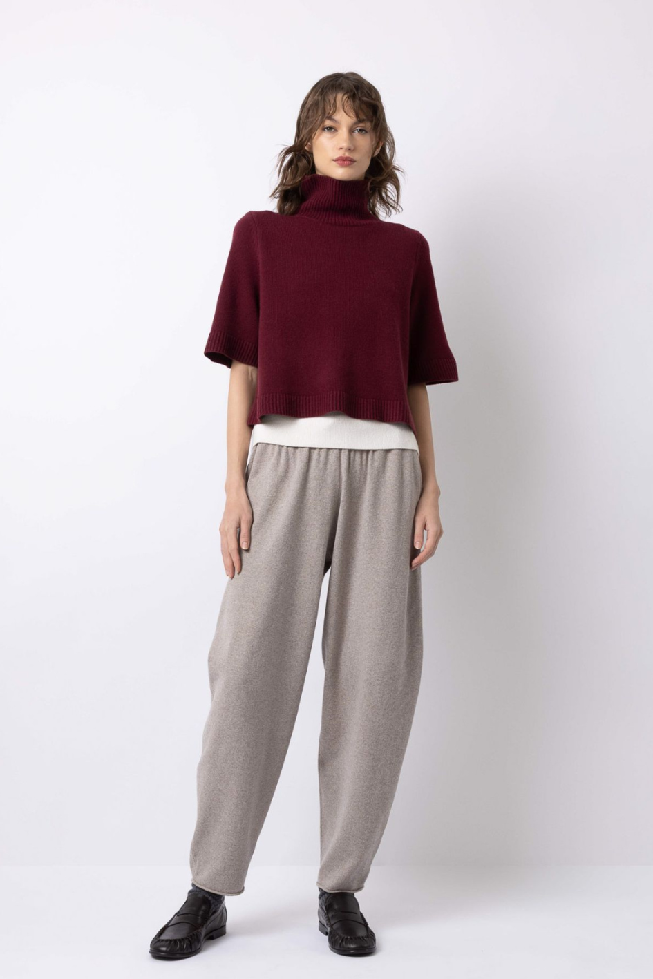 Cashmere Short Sleeve Turtleneck Sweater