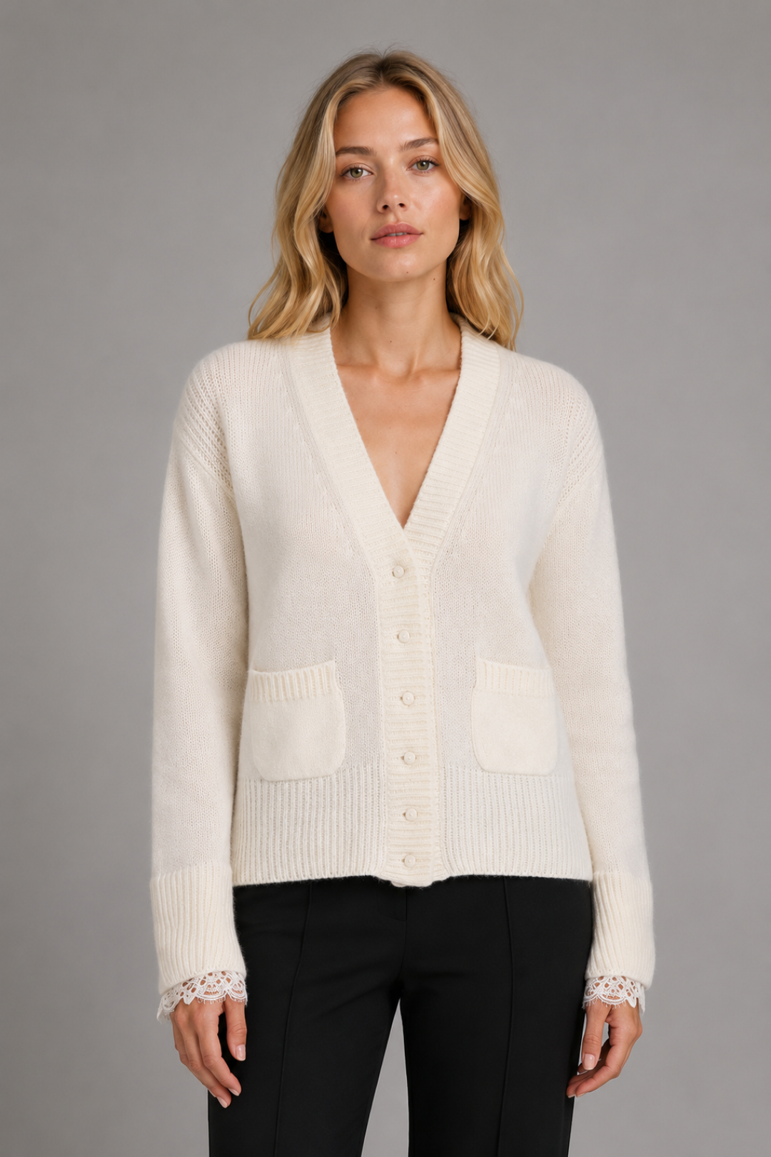 Soft Knit Cardigan with Patch Pockets