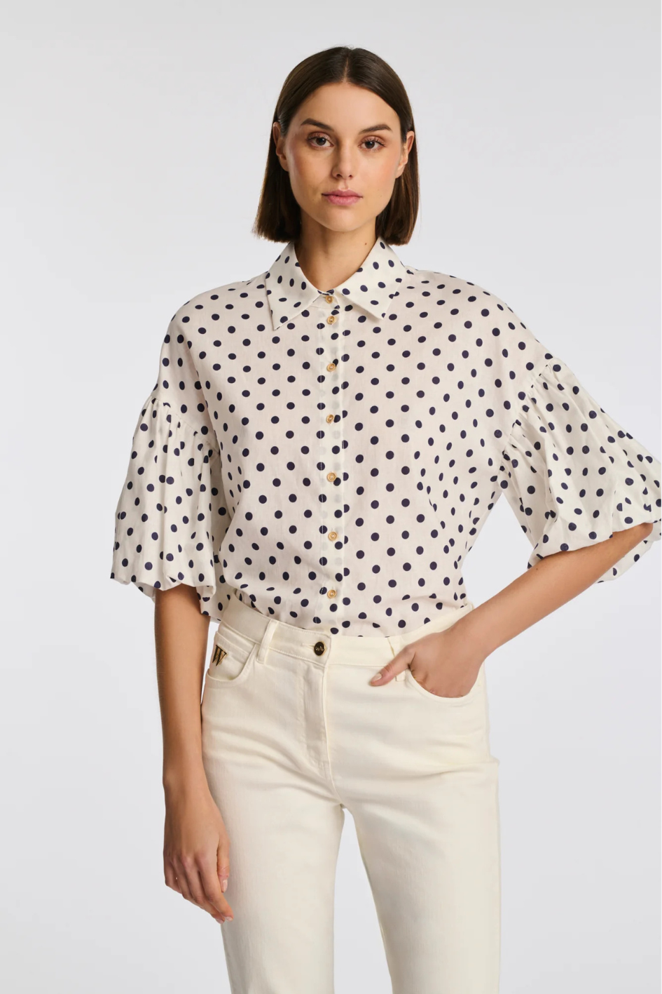 Polka-dot linen shirt