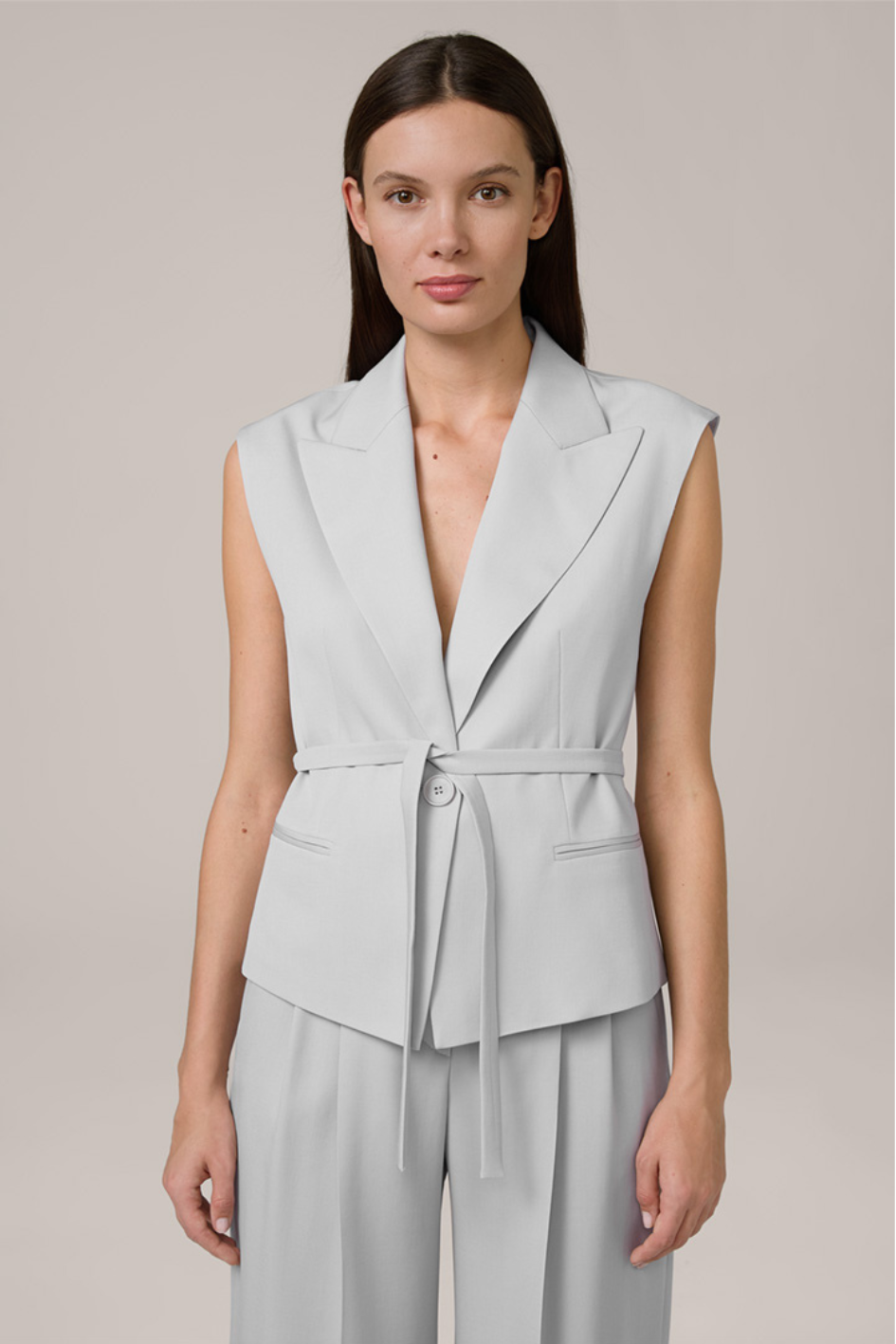 Gabardine Vest with Belt