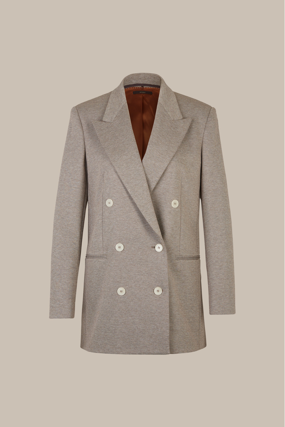 Double-Breasted Long Blazer in Jersey