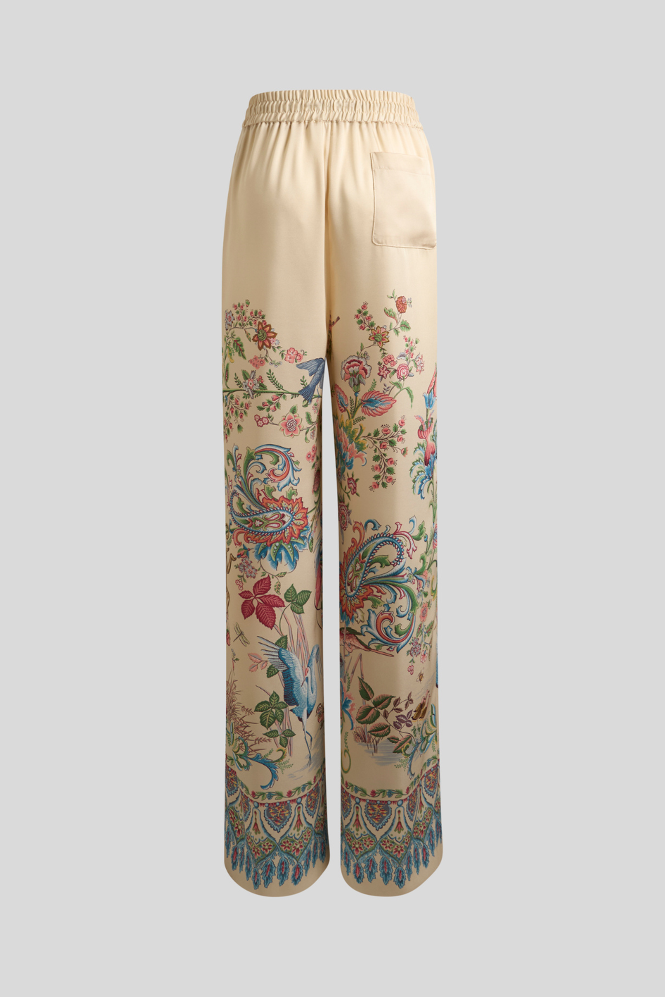 Floral Print Wide-Leg Trousers with Drawstring Waist