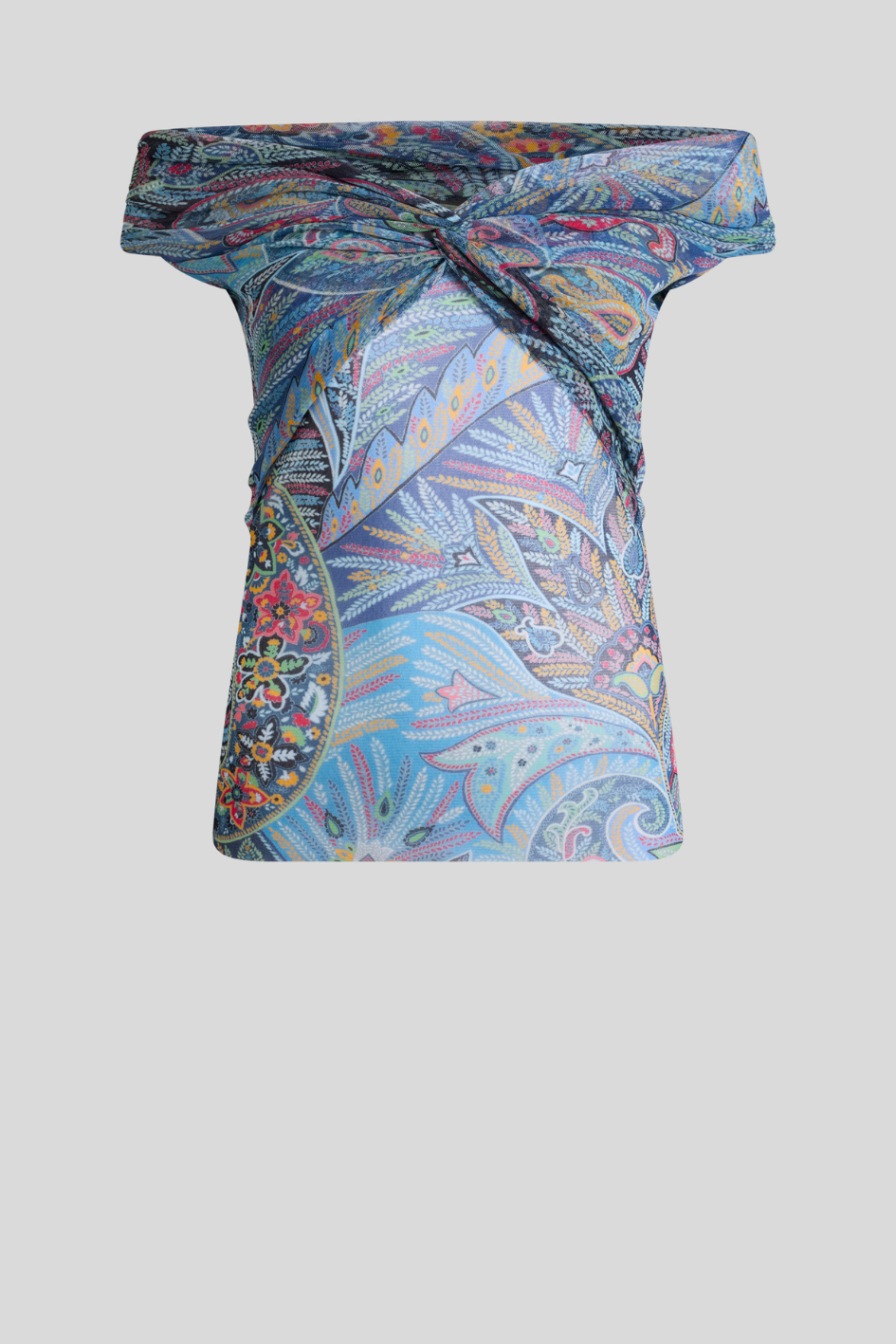 Twisted Off-Shoulder Paisley Top