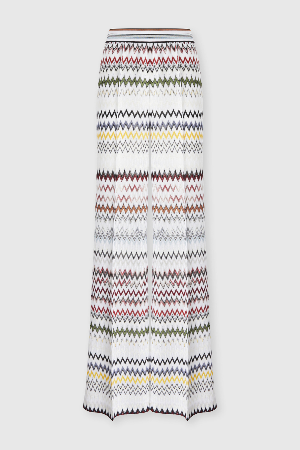 Wide-leg Pants made of Cotton and Viscose with a Zigzag Pattern