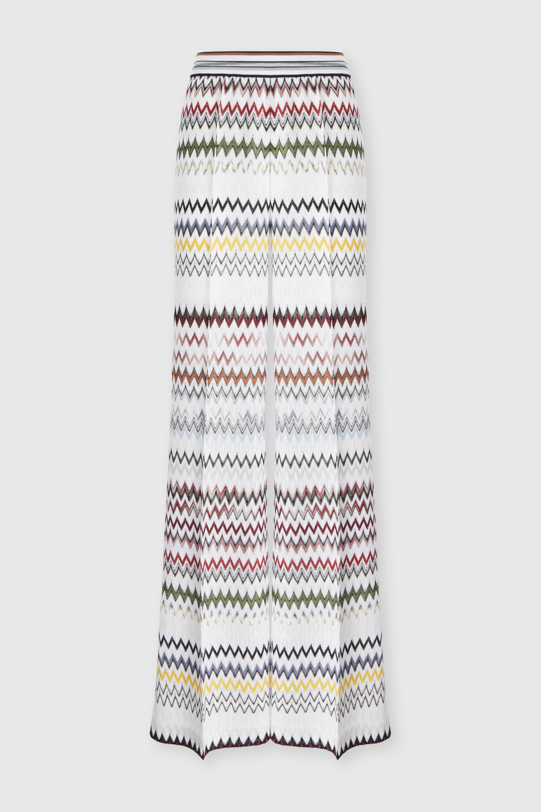 Wide-leg Pants made of Cotton and Viscose with a Zigzag Pattern