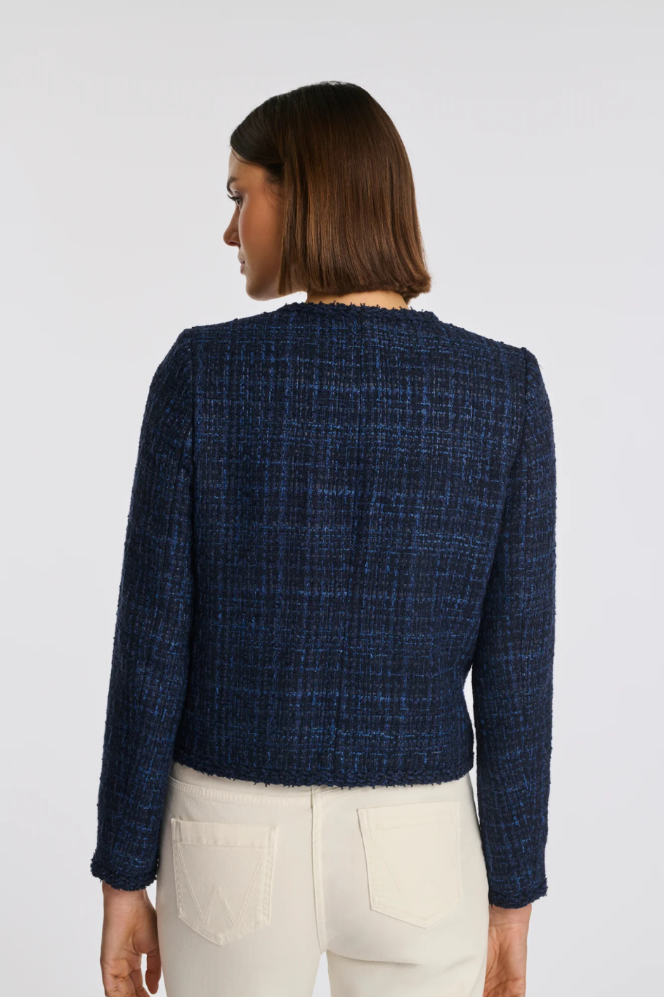 Tweed jacket with braid