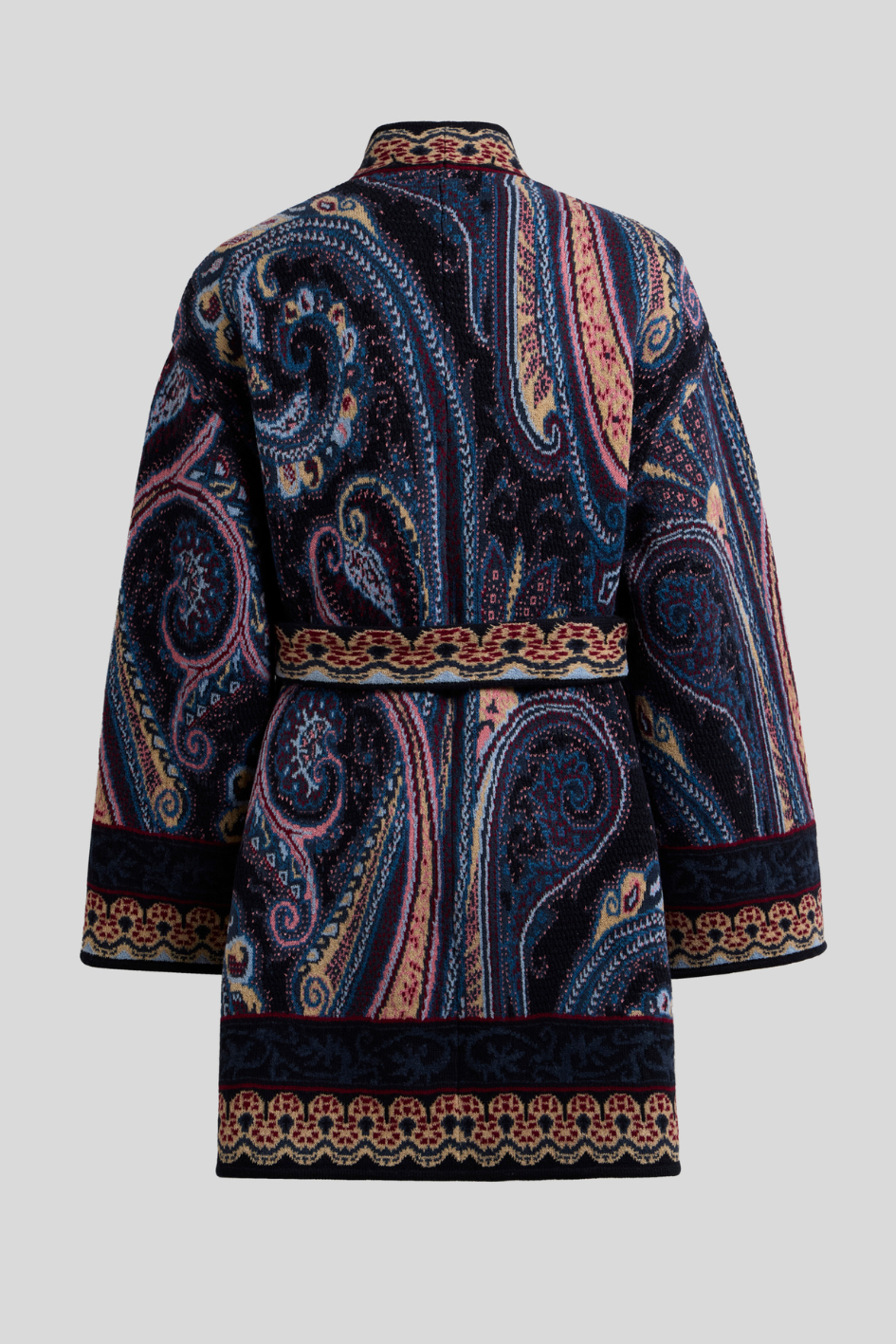 Paisley Knit Belted Cardigan Coat