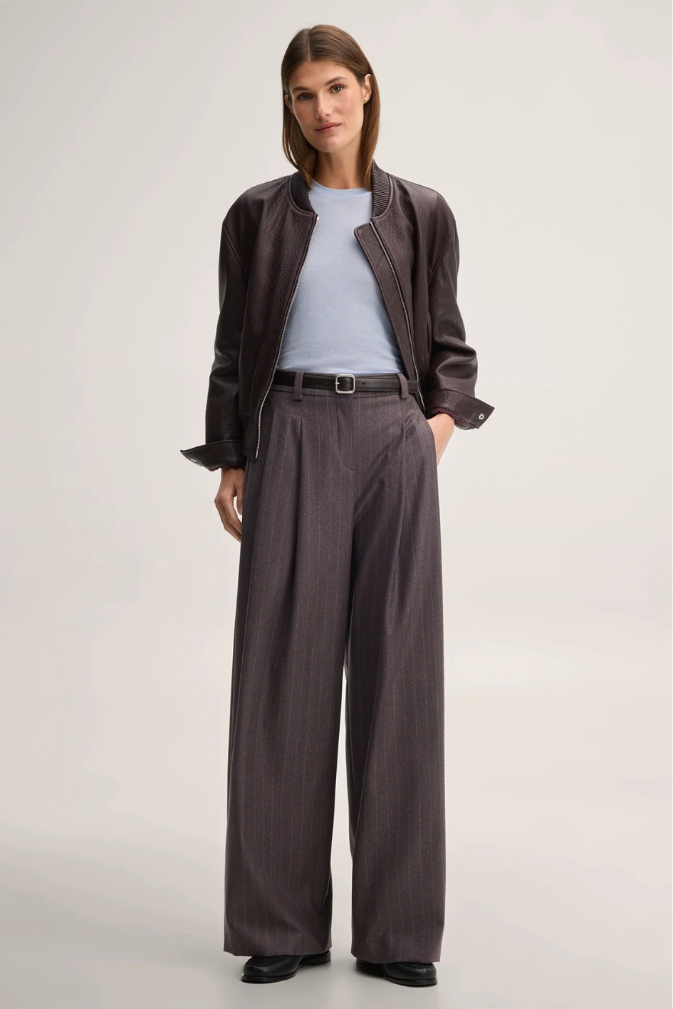Lamb Nappa Leather Blouson Jacket in Dark Red